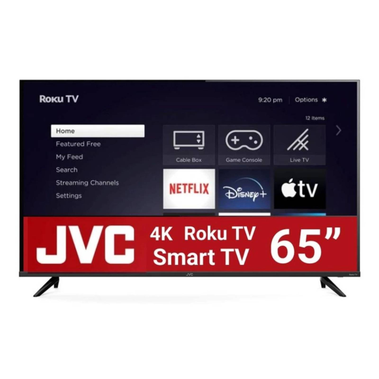 Televisor 65 pulgadas JVC con imagen 4K, Android TV y control de voz