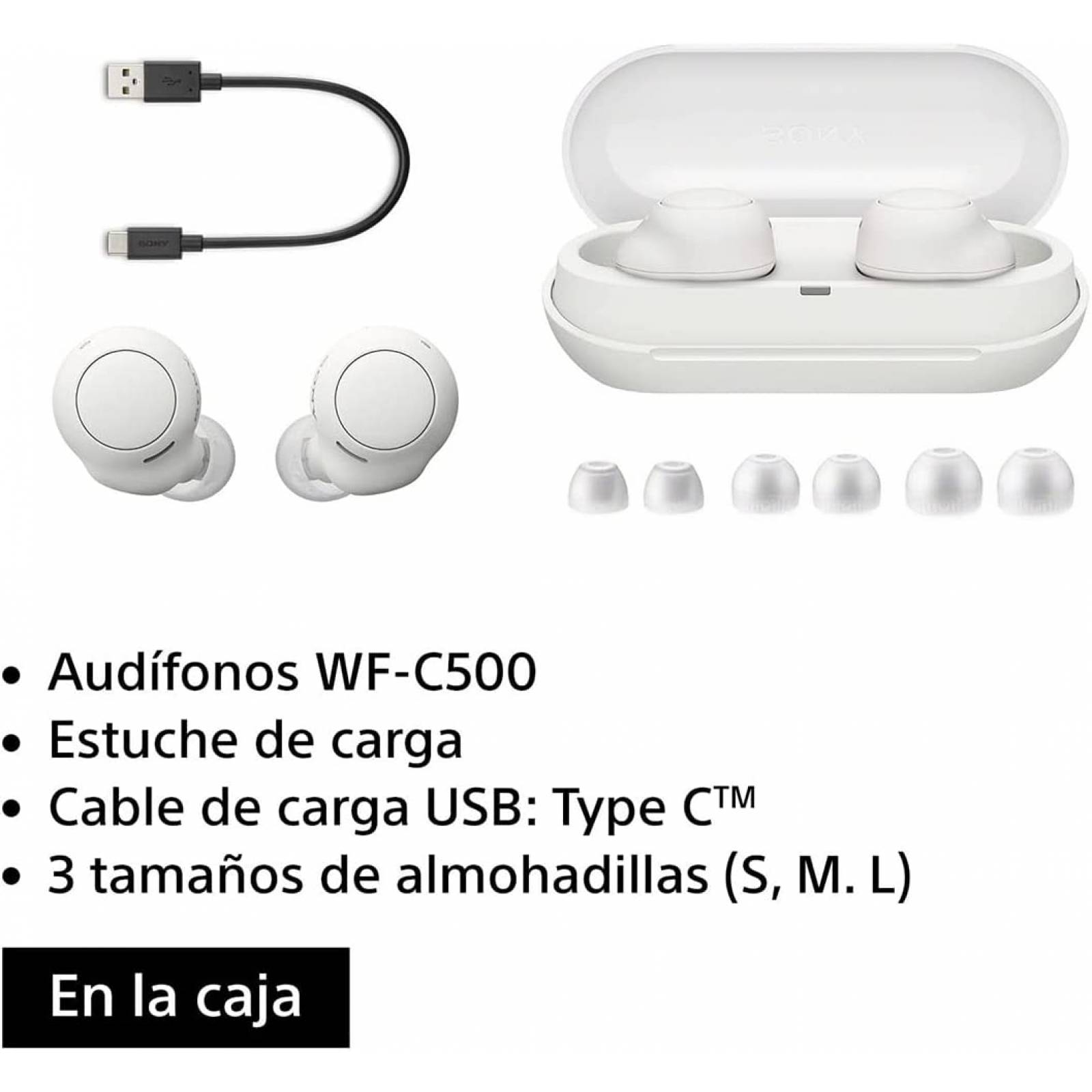 Audífonos inalámbricos sony true wireless blanco wf-c500-blanc