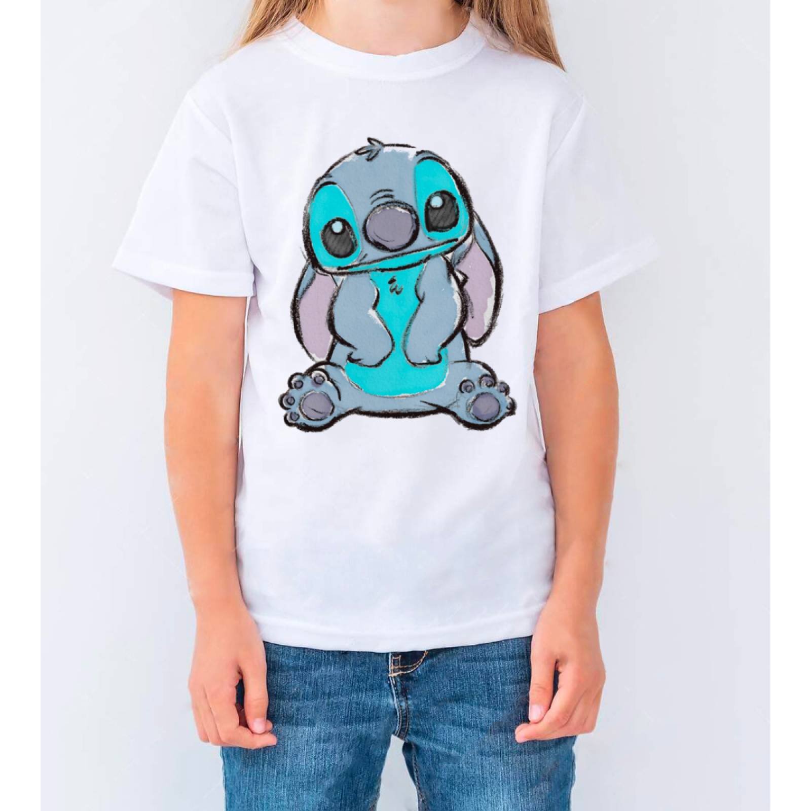Playera Disney Stitch para Niña, Blanca, Talla M