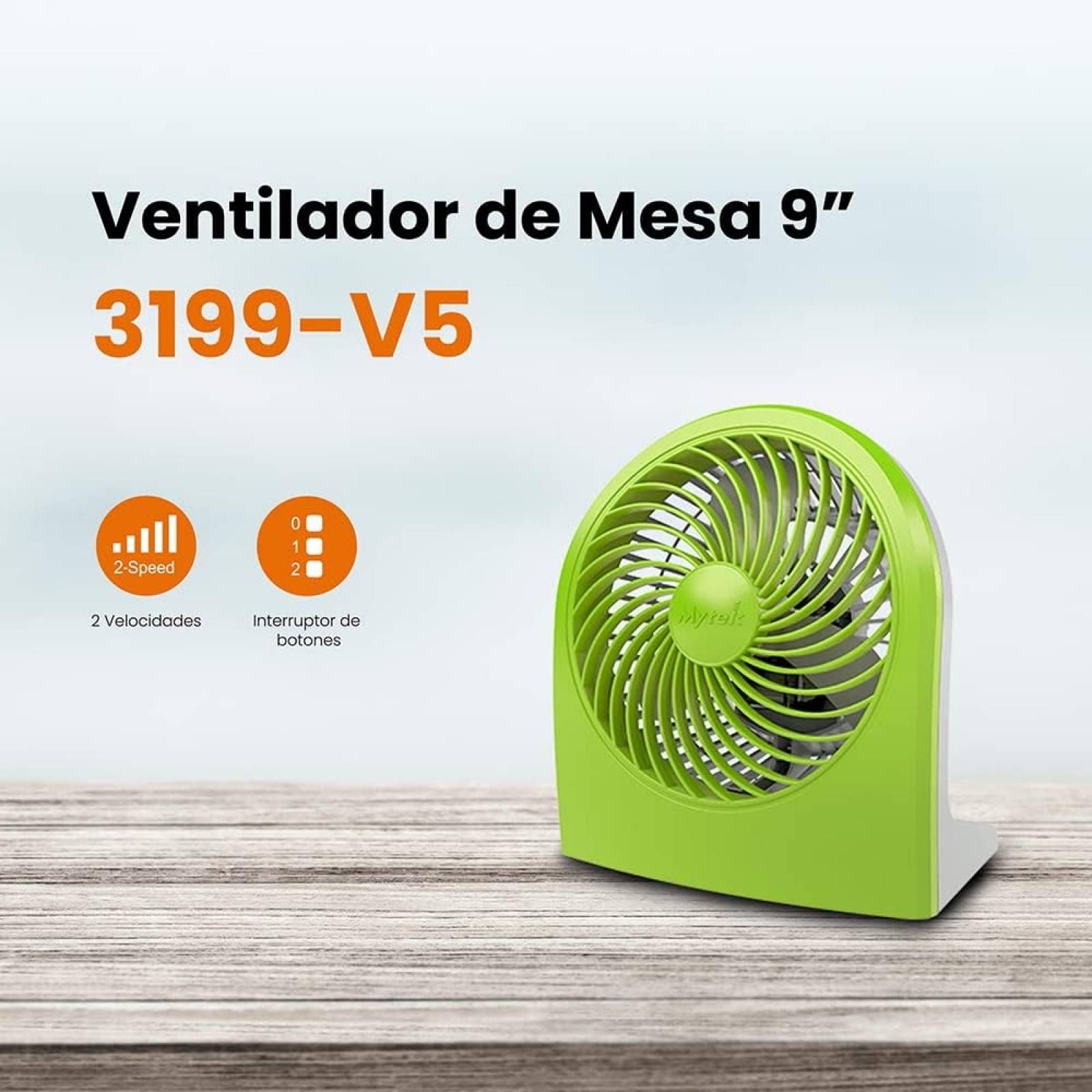 Ventilador de 9" de Escritorio color Verde marca Mytek
