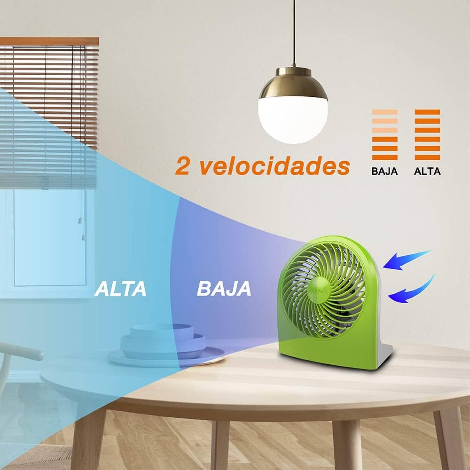 Ventilador de 9" de Escritorio color Verde marca Mytek
