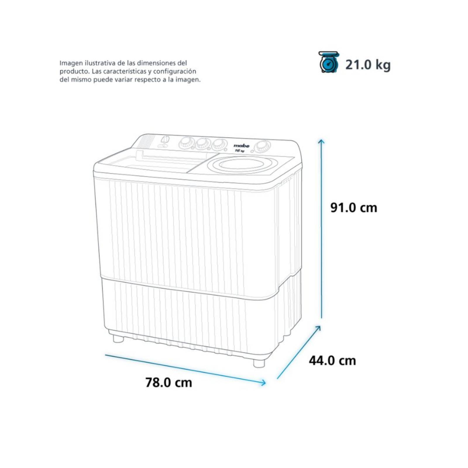 Lavadora Semiautomática 11 kilos Mabe lmdx1123pbab0