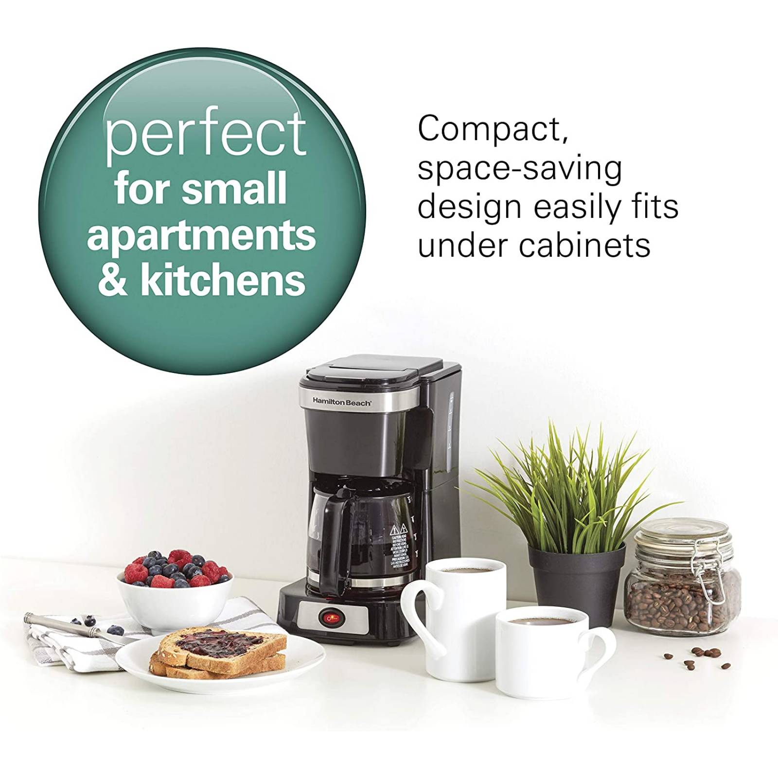 Hamilton Beach cafetera Compacta 5 tazas jarra de vidrio