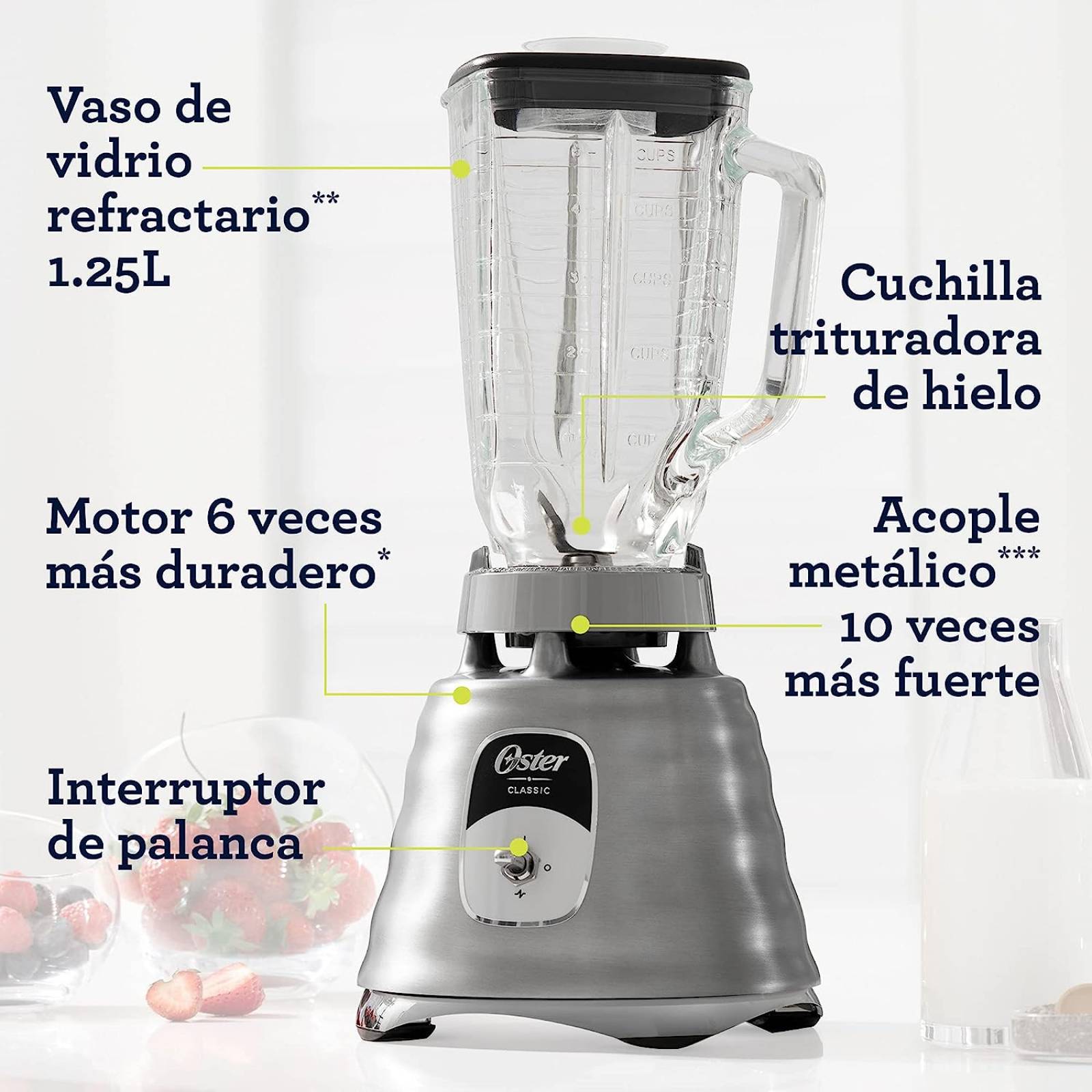 Licuadora Clásica Oster vaso de vidrio 2 Velocidades blst4127013