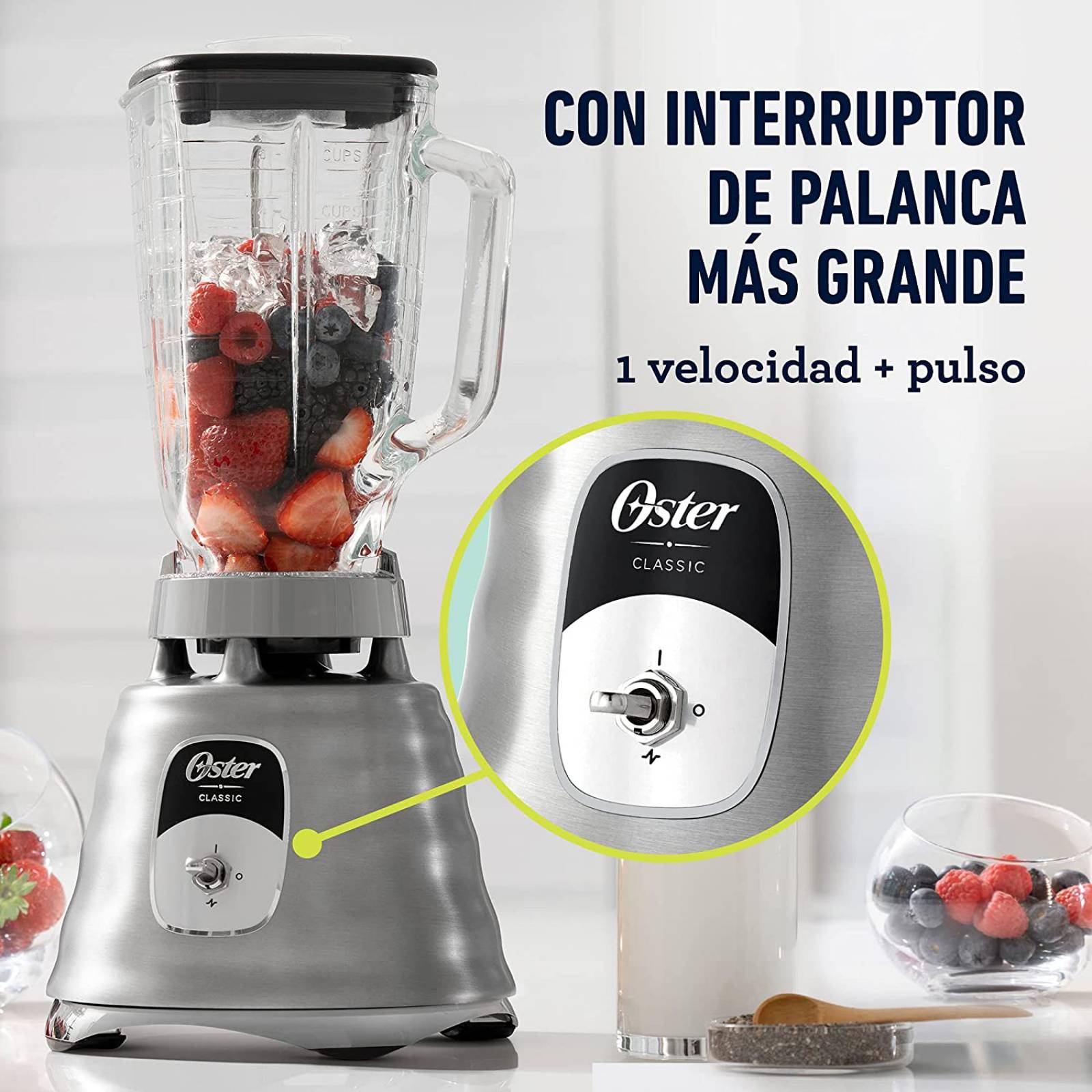 Licuadora Clásica Oster vaso de vidrio 2 Velocidades blst4127013