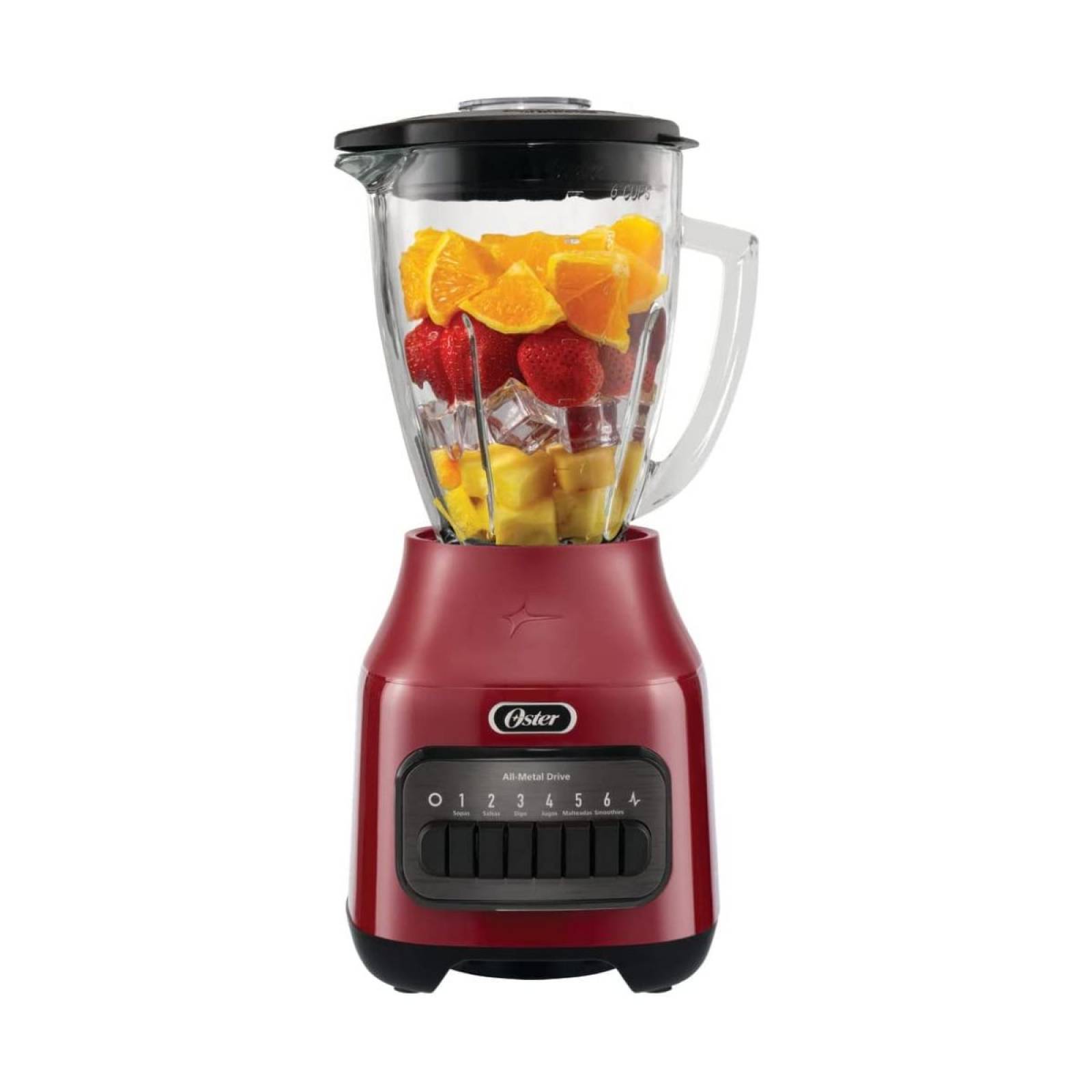 Licuadora Oster con vaso de Vidrio 6 Velocidades blstpegrpb
