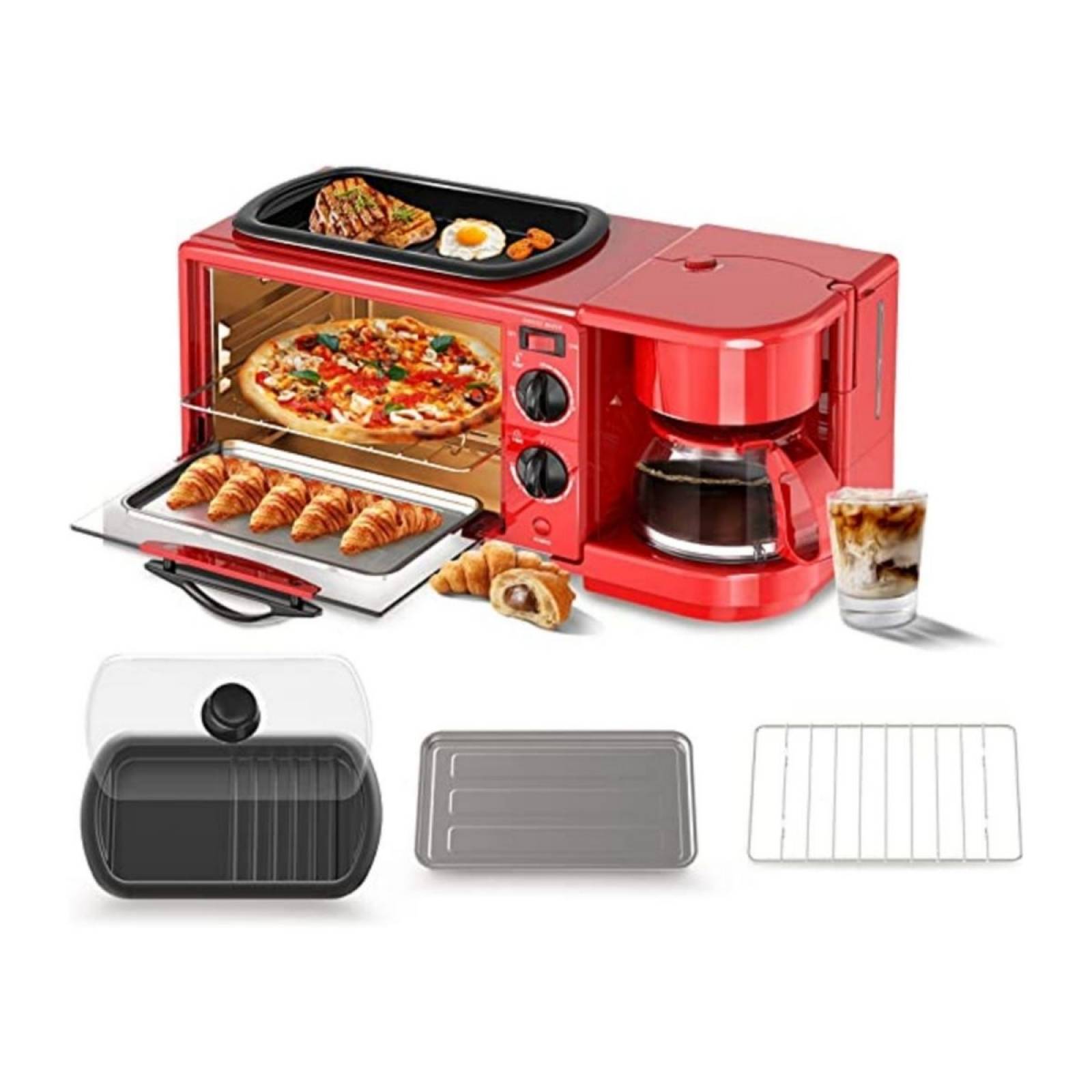 Horno 3 en 1: Tostador, Cafetera y Parrilla Decakila