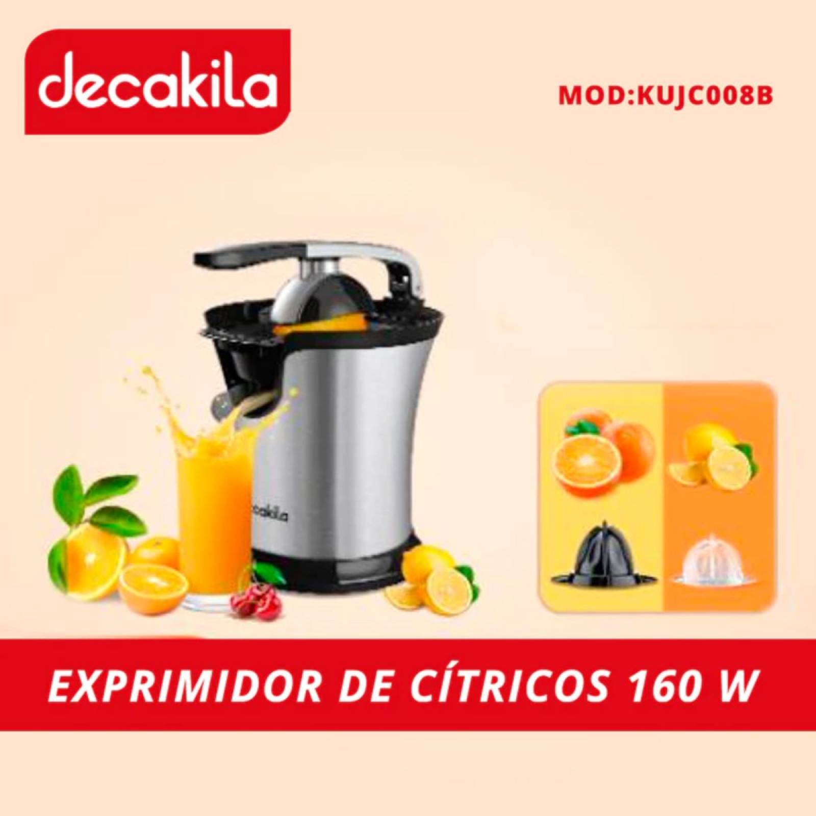 Exprimidor de cítricos doble cono acabado acero Decakila
