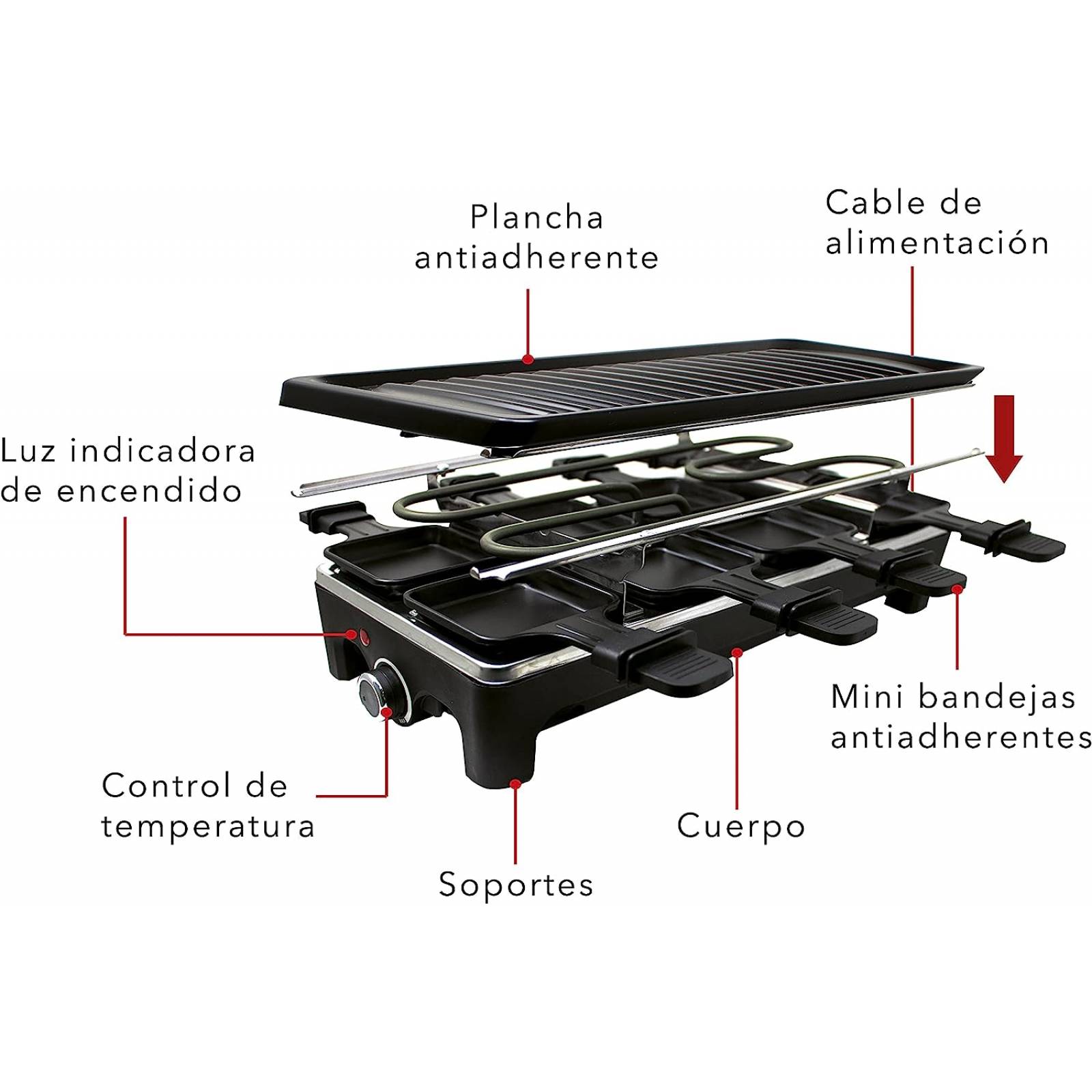 Parrilla Eléctrica Raclette Antiadherente Rca rc-47
