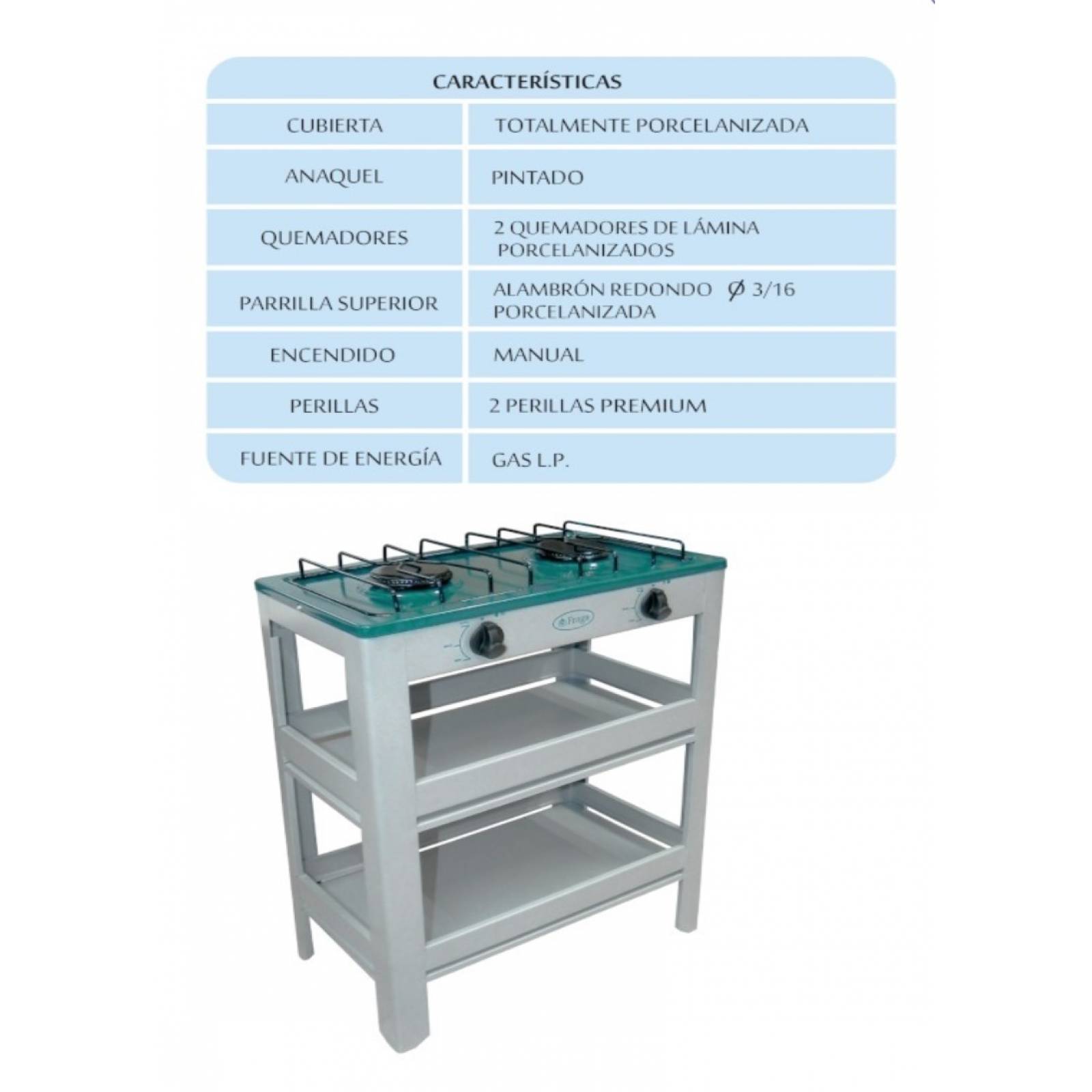 Parrilla Fraga de Anaquel mod. P-906 2 Quemadores