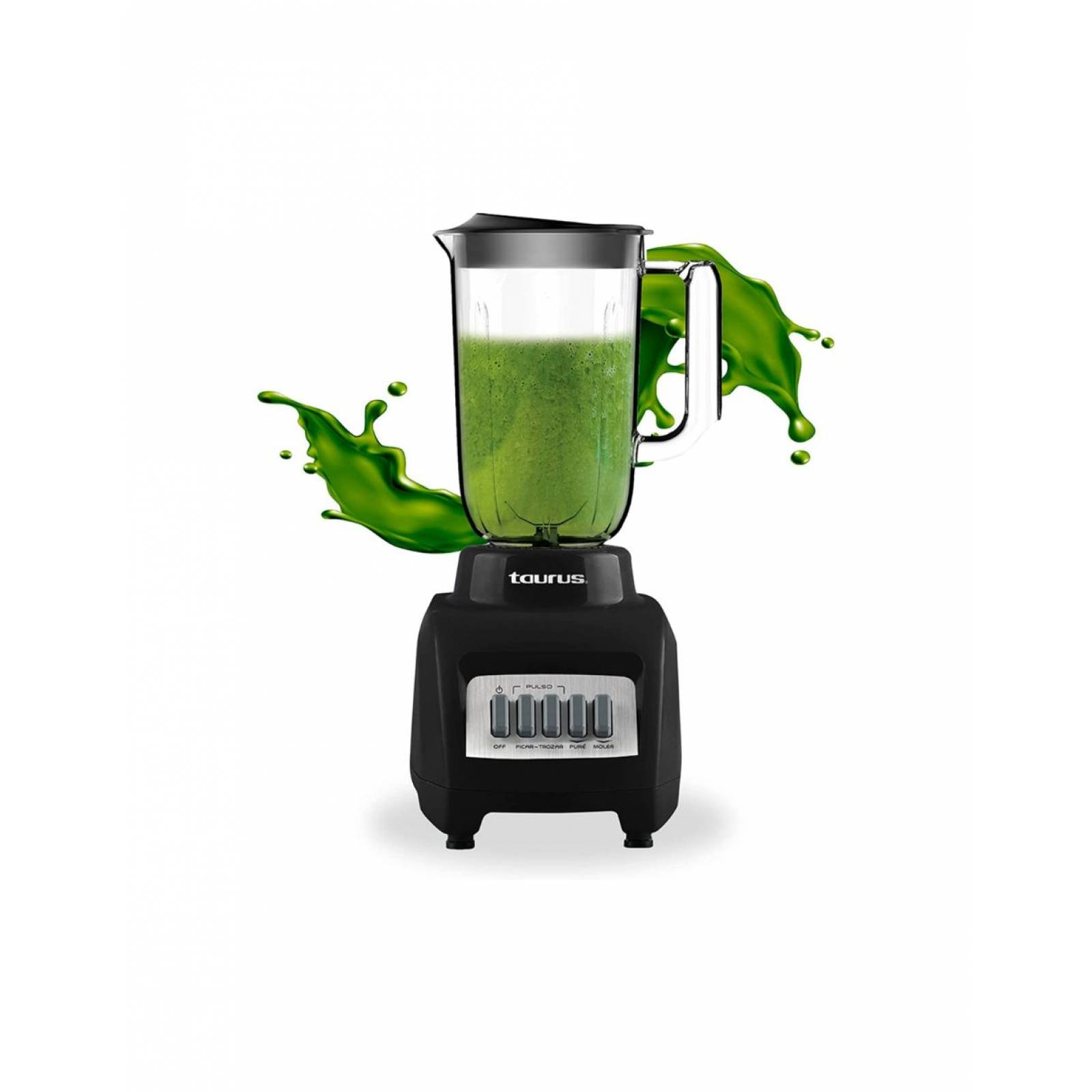Taurus Haley Licuadora Vaso Plástico 1.25 Litros, 4 Velocidades 350W, Cuchillas de Acero Inoxidable Color Negro