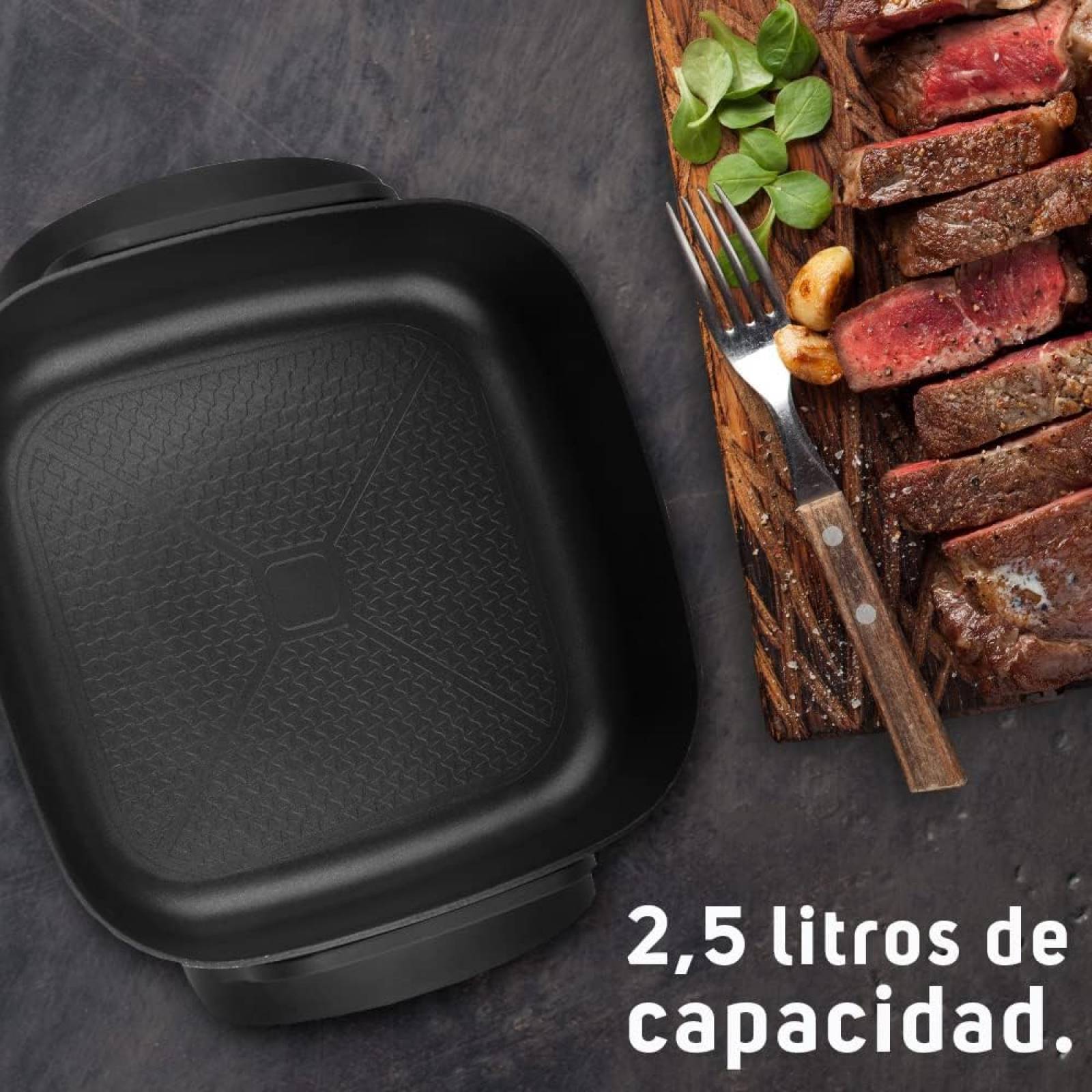 Sartén Eléctrico C/Tapa de Vidrio Recubrimiento Antiadherente 30 cm y 2,5 Litros de Capacidad Taurus