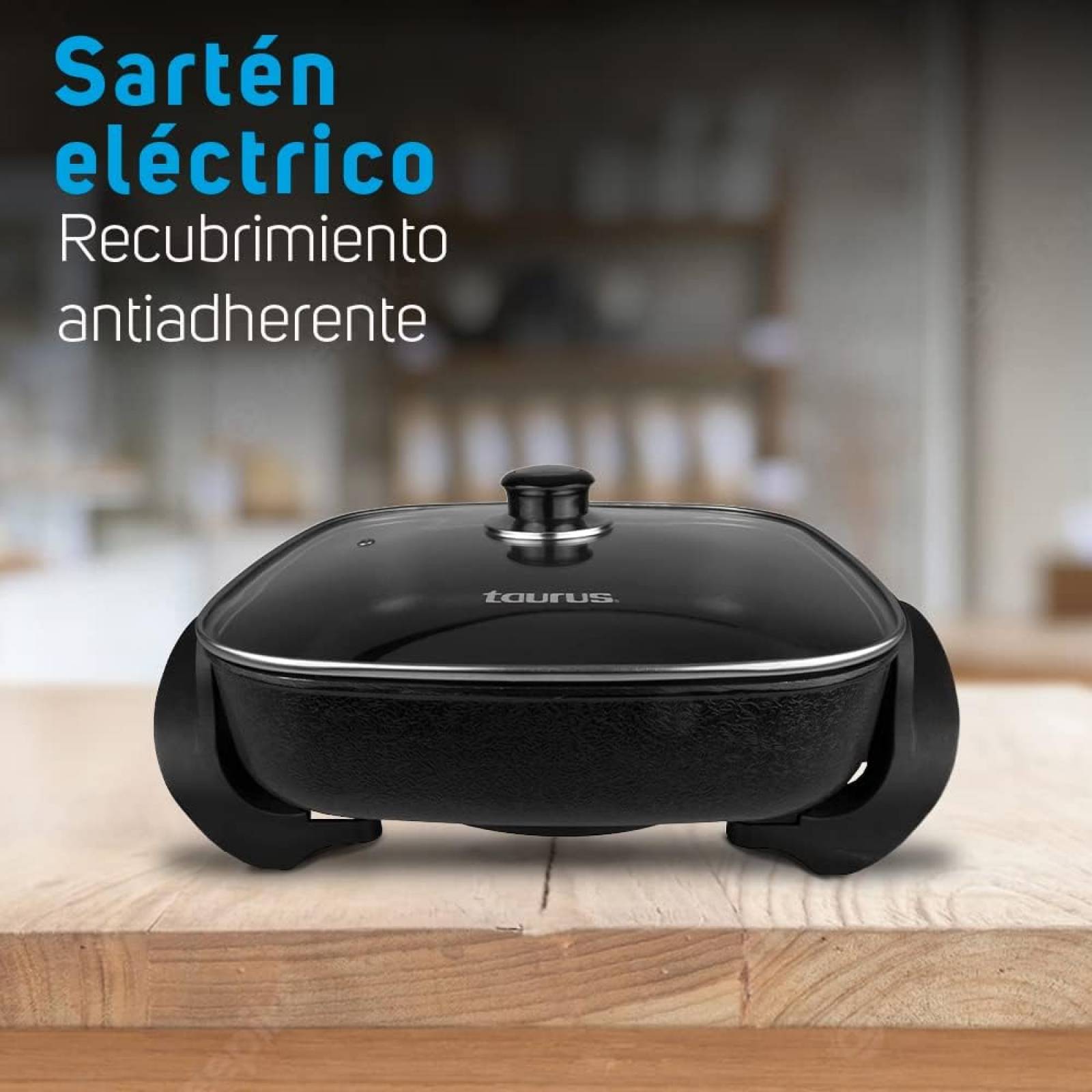 Sartén Eléctrico C/Tapa de Vidrio Recubrimiento Antiadherente 30 cm y 2,5 Litros de Capacidad Taurus