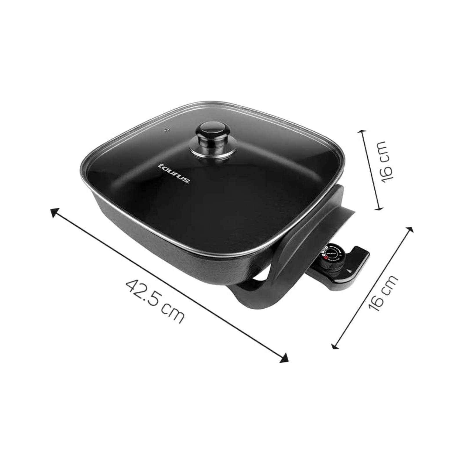 Sartén Eléctrico C/Tapa de Vidrio Recubrimiento Antiadherente 30 cm y 2,5 Litros de Capacidad Taurus