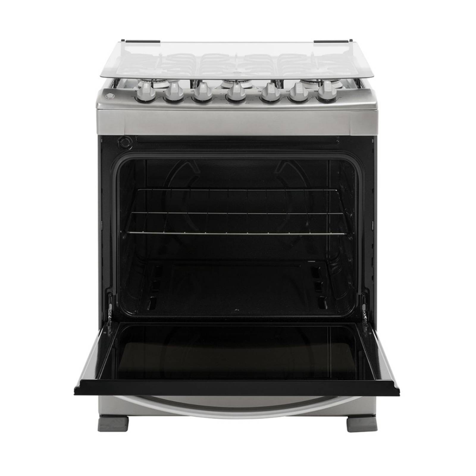 Estufa De Gas De Piso 30 Pulgadas 6 Quemadores Gris Cubierta Acero Inoxidable Capelo Marca Acros Funcionamiento Gas Lp Convertible A Gas Natural
