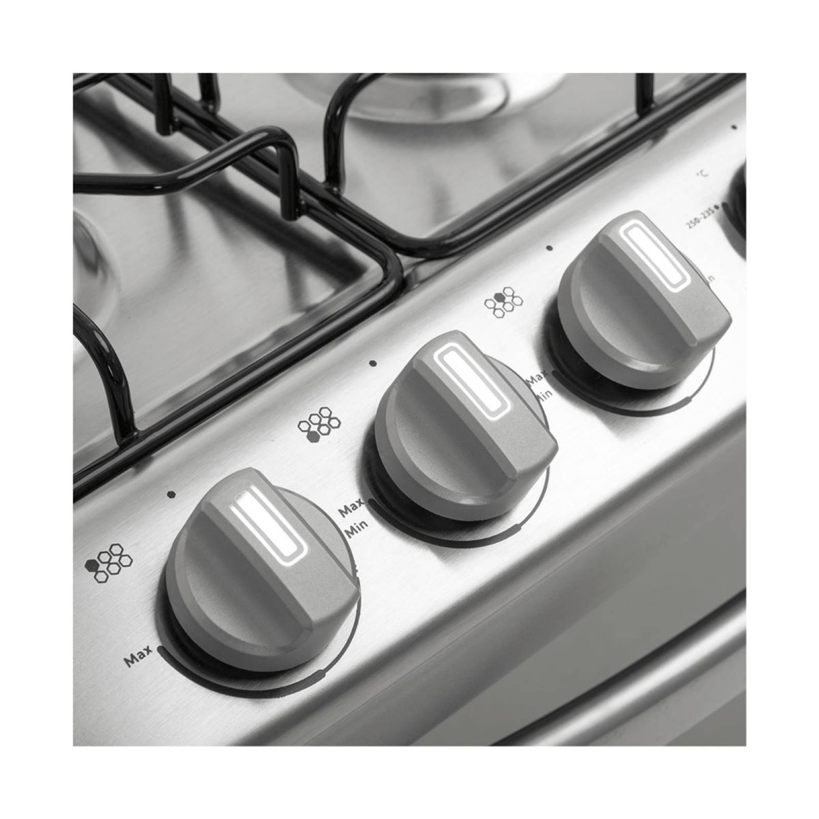 Estufa De Gas De Piso 30 Pulgadas 6 Quemadores Gris Cubierta Acero Inoxidable Capelo Marca Acros Funcionamiento Gas Lp Convertible A Gas Natural
