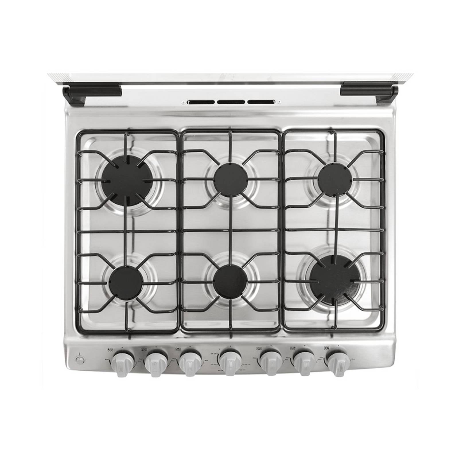 Estufa De Gas De Piso 30 Pulgadas 6 Quemadores Gris Cubierta Acero Inoxidable Capelo Marca Acros Funcionamiento Gas Lp Convertible A Gas Natural