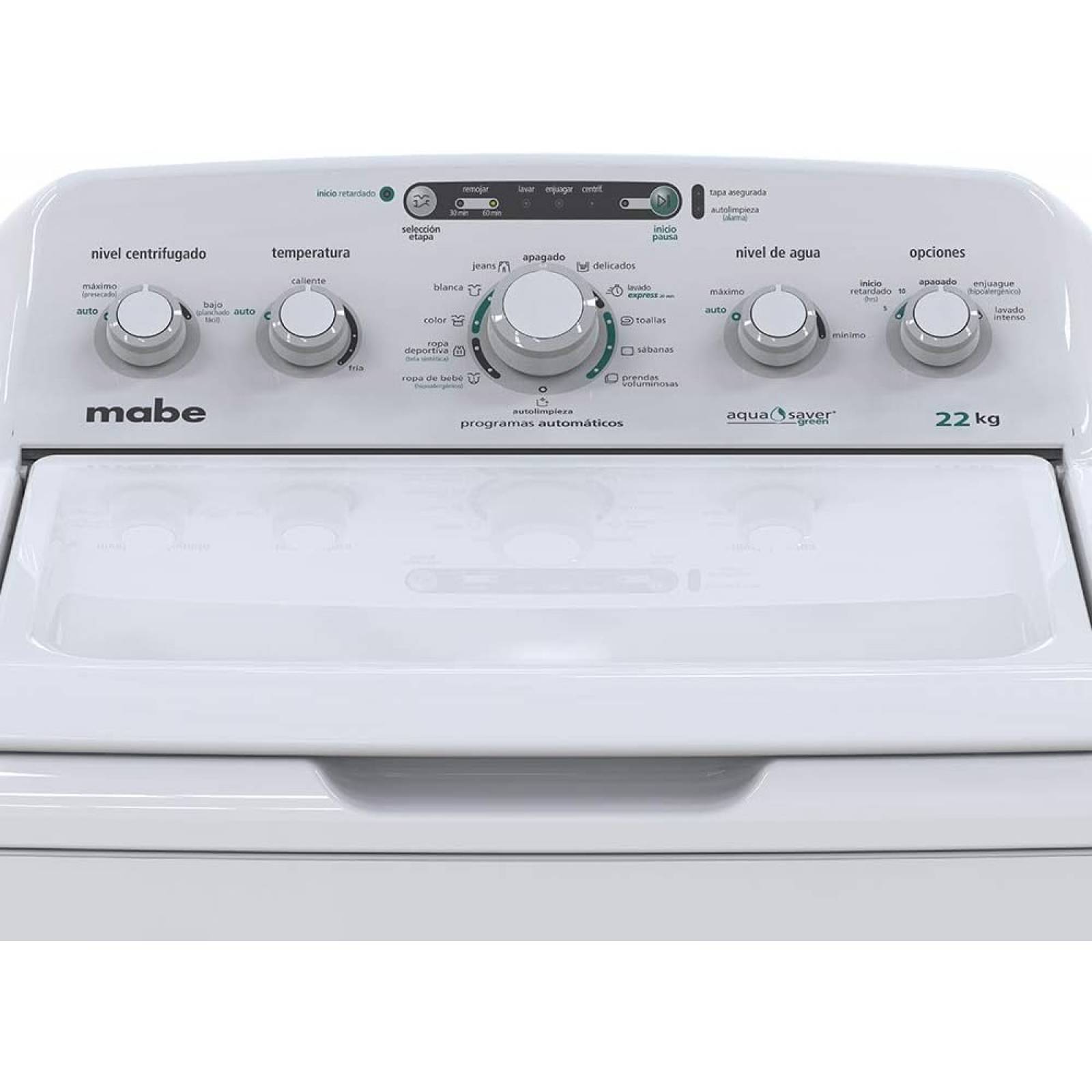 Lavadora Automática Mabe 22 Kilos Blanca con Agitador LMA72215CBAB0
