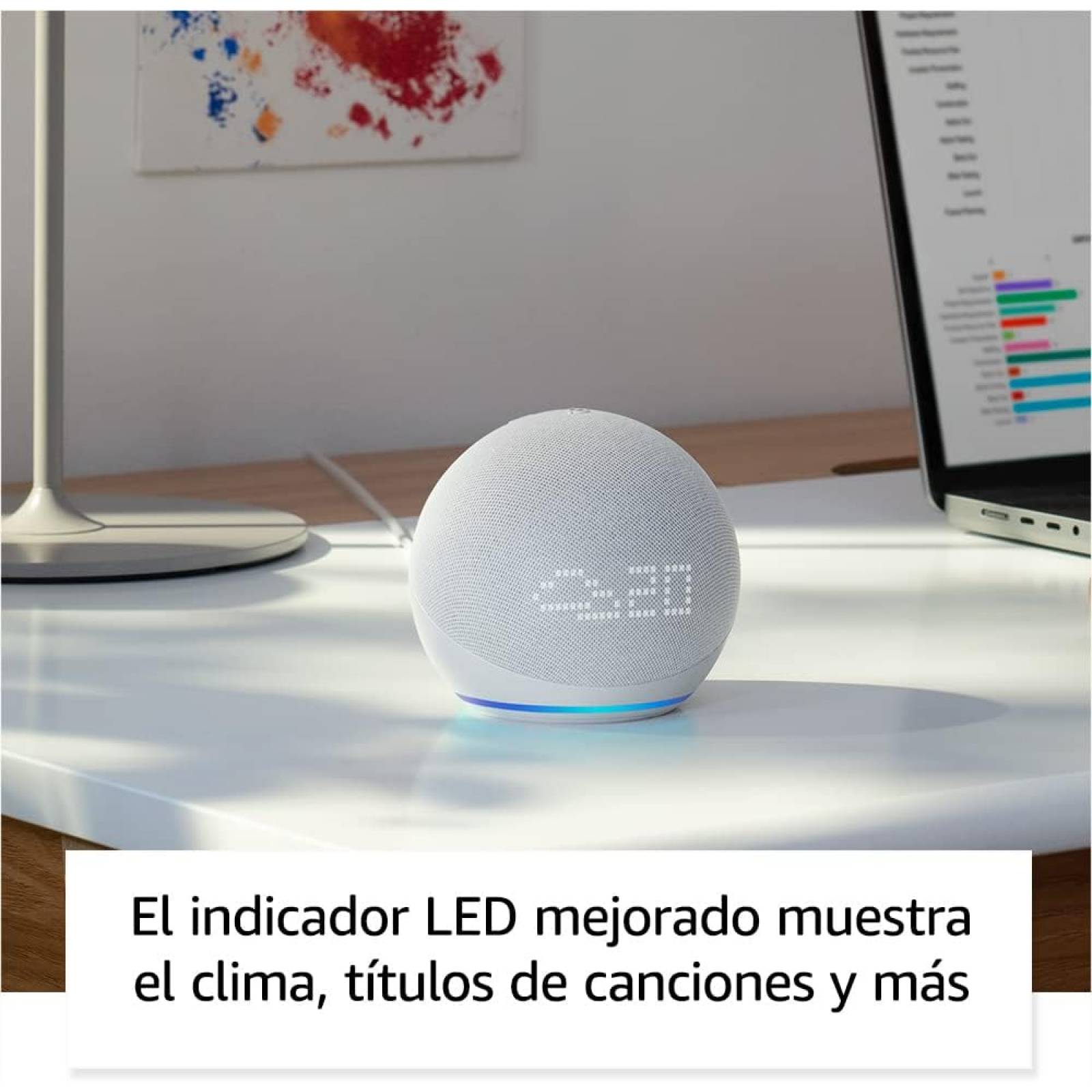 Altavoz inteligente echo dot 5a gen con reloj, alexa, wifi y bluetooth color azul