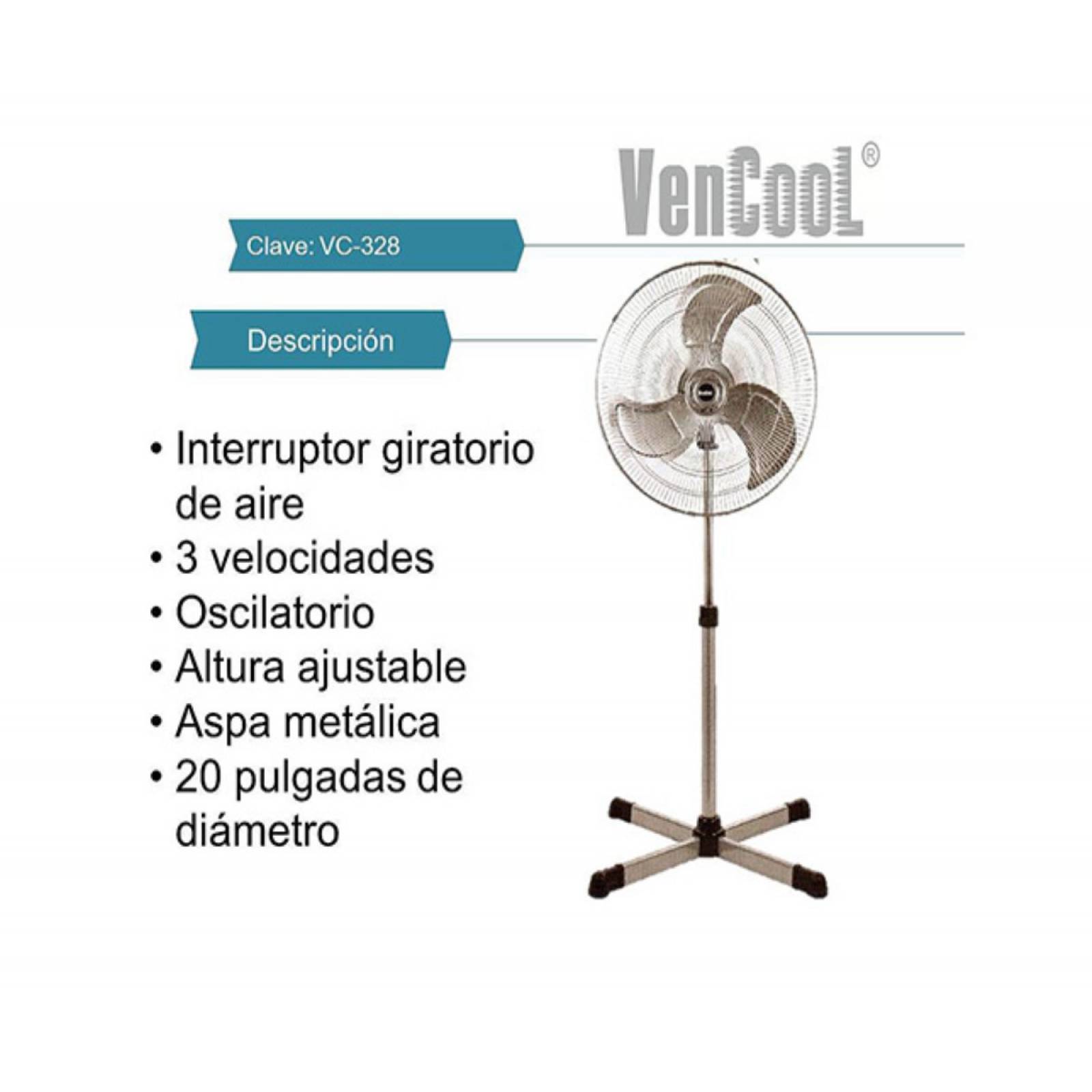 Ventilador Vencool mod. VC-328/3328 20" Metálico Tipo Industrial