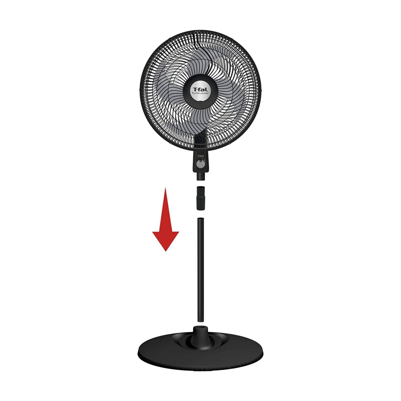 Ventilador de Pedestal T-FAL Turbo Power 18 Pulgadas Negro VE2910X0