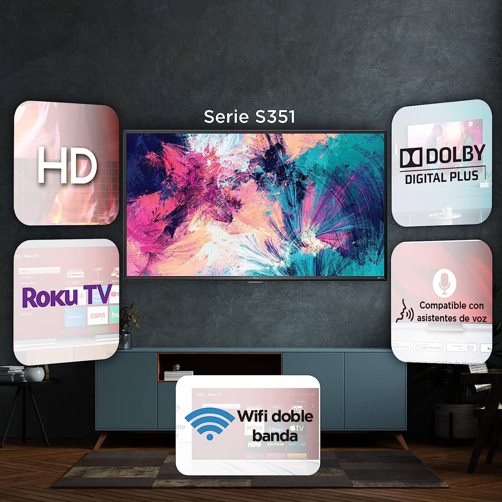 Pantalla 32 Pulgadas TCL Rouku TV HD 32S351