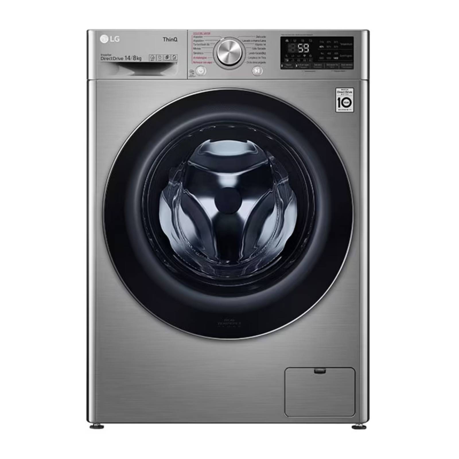 Lavasecadora Carga Frontal Inteligente 6 Motion DD con Motor Inverter 14kg/8kg color Acero con Conectividad LG Thinq