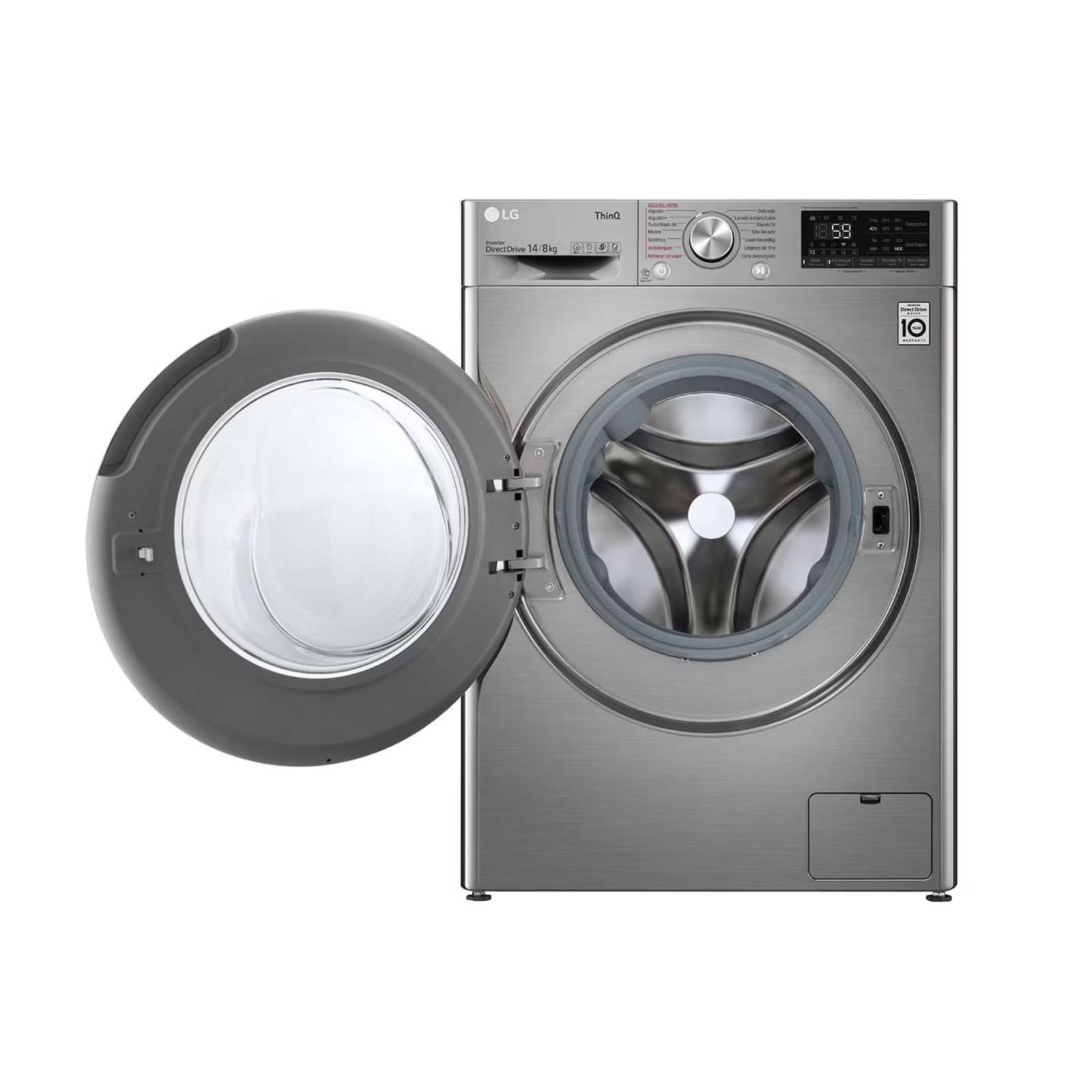 Lavasecadora Carga Frontal Inteligente 6 Motion DD con Motor Inverter 14kg/8kg color Acero con Conectividad LG Thinq