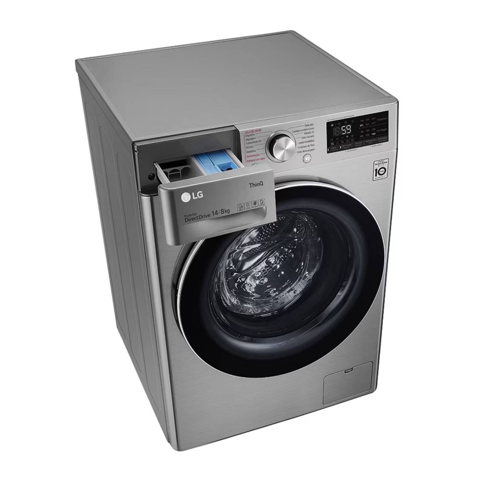 Lavasecadora Carga Frontal Inteligente 6 Motion DD con Motor Inverter 14kg/8kg color Acero con Conectividad LG Thinq