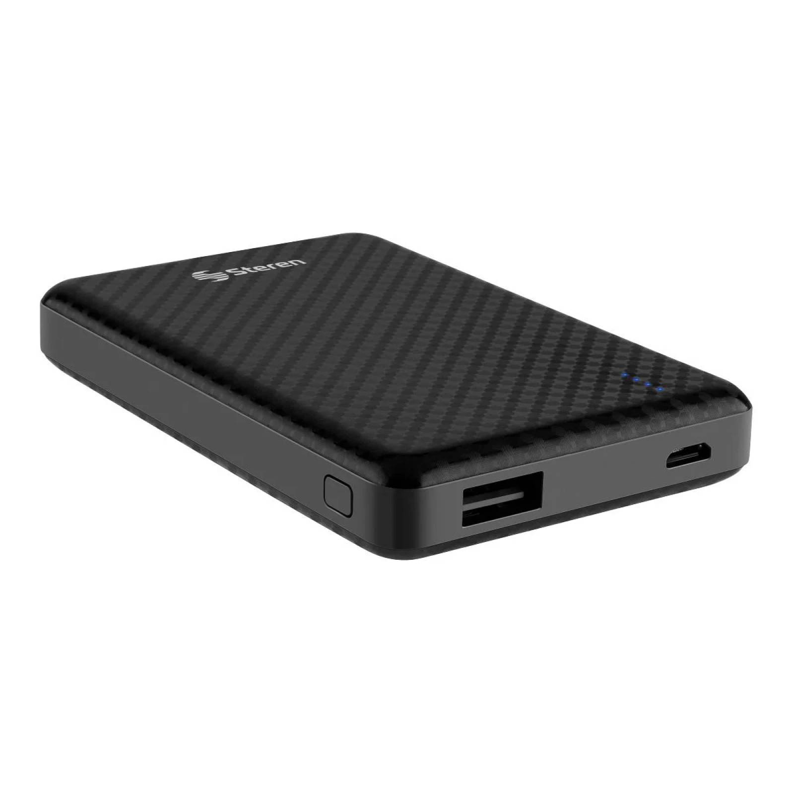 Power Bank 5,000 MAH 2 salidas usb negro steren STEREN