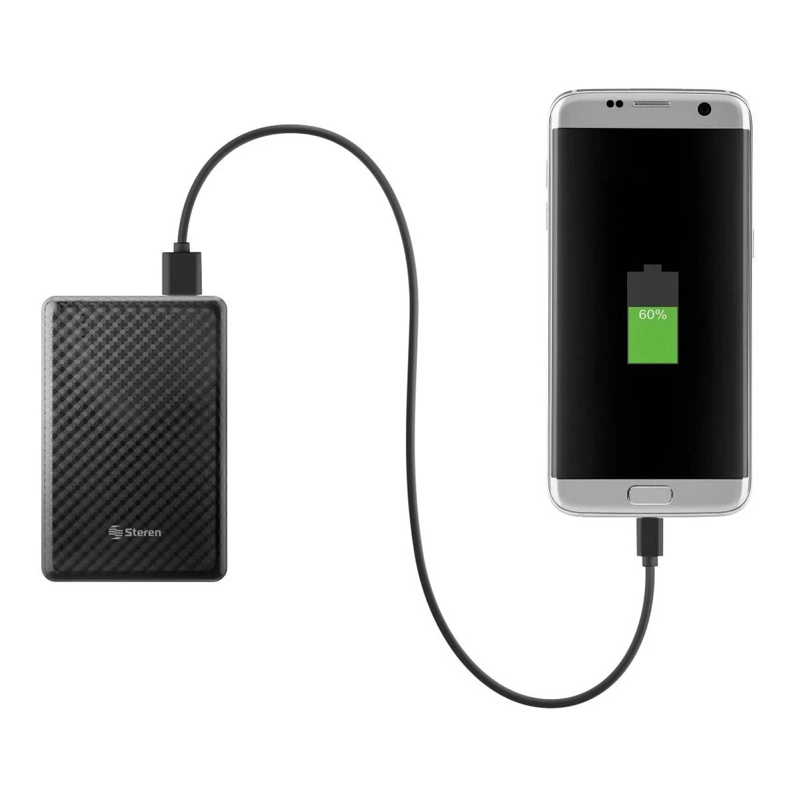 Power Bank 5,000 MAH 2 salidas usb negro steren STEREN