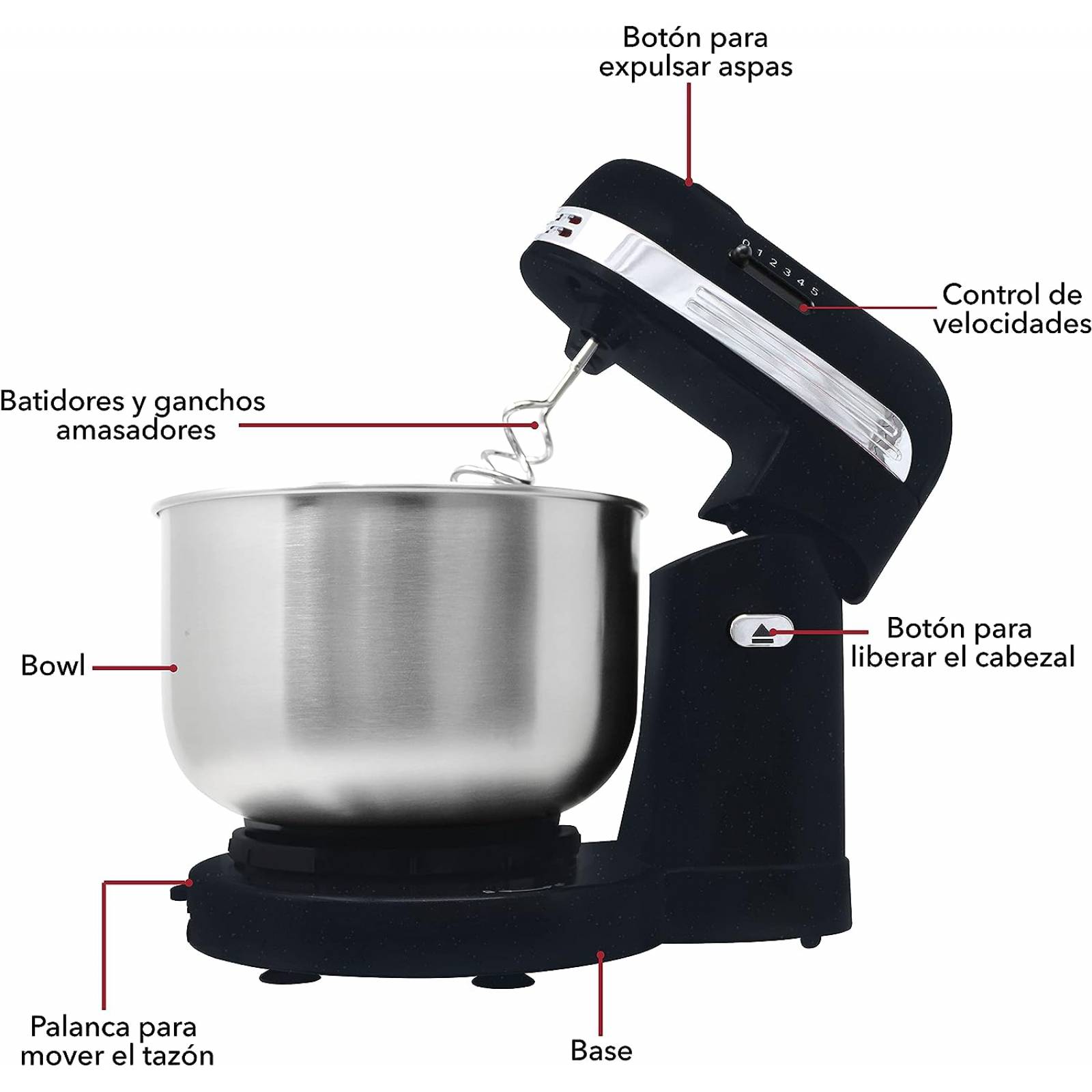 Batidora De Pedestal Con Tazón 5 Velocidades Rca