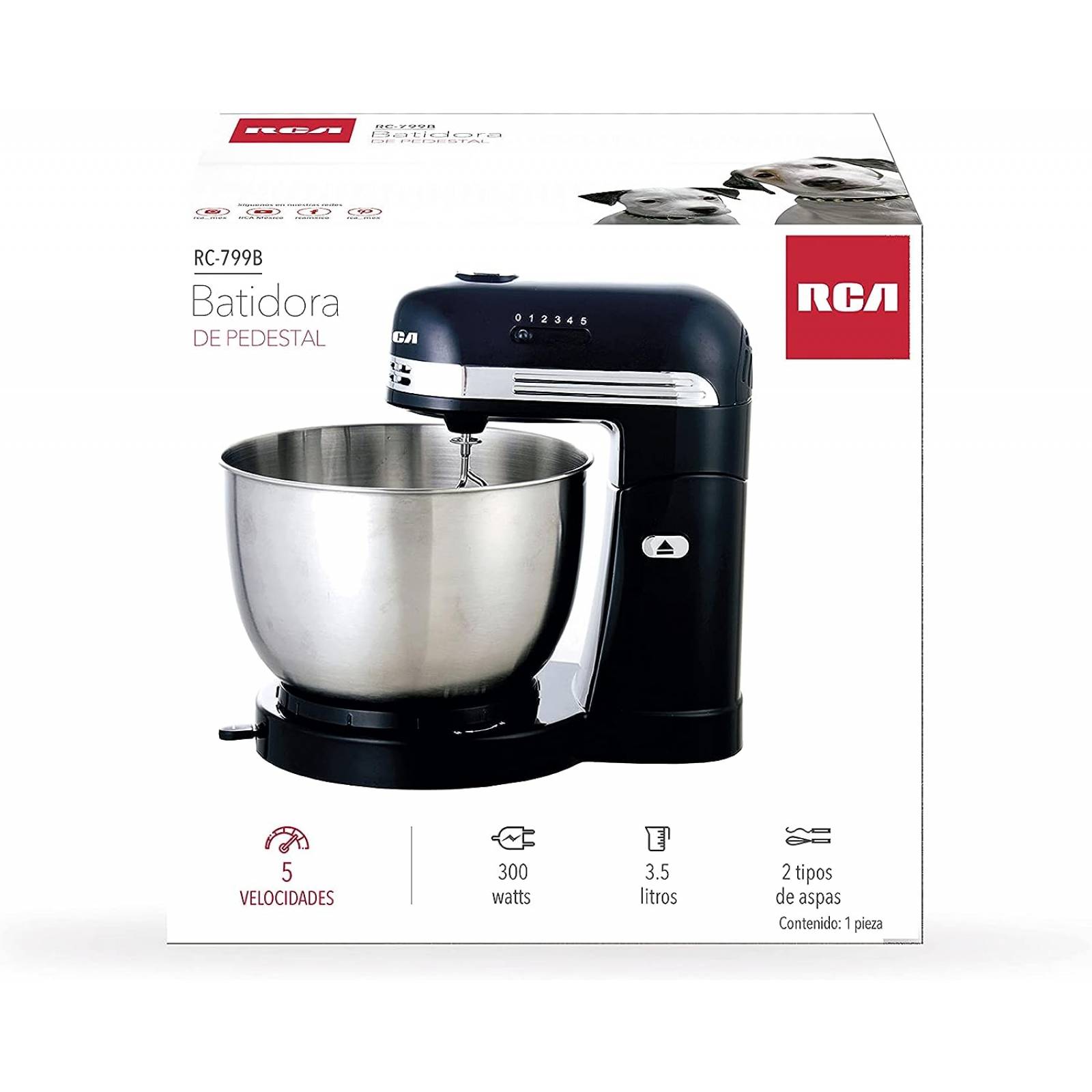 Batidora De Pedestal Con Tazón 5 Velocidades Rca