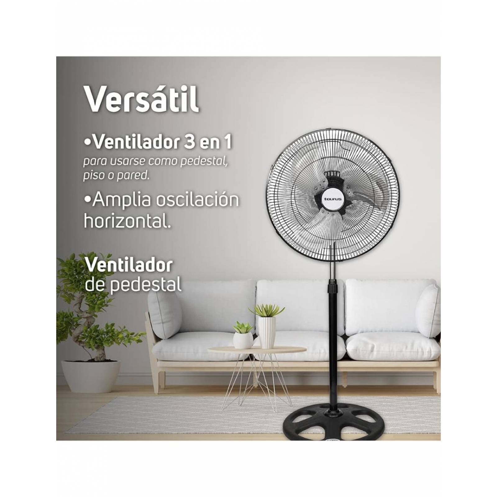 Ventilador 3 En 1 Mod. Marte 18" Metálico (Pedestal Piso O Pared)