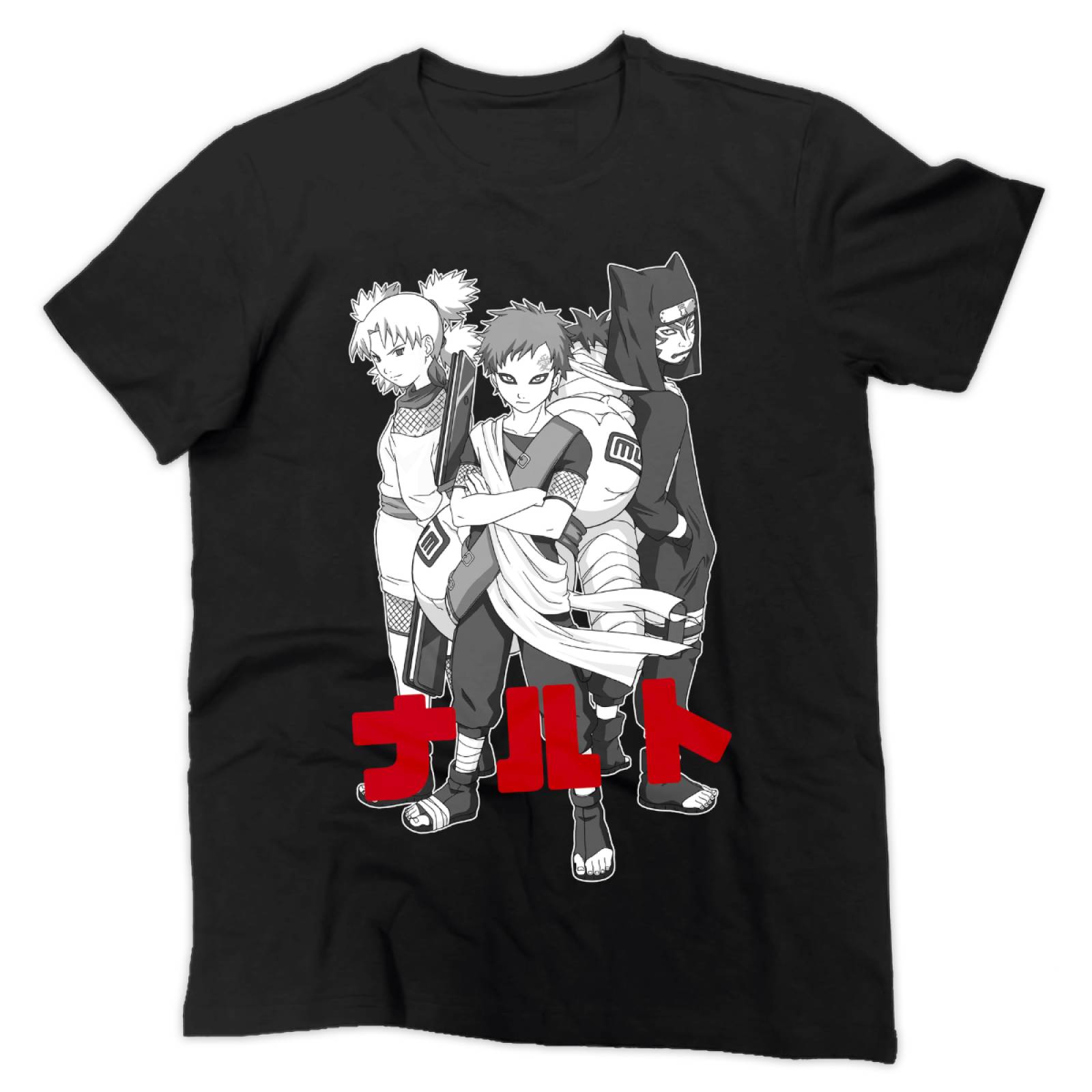 Playera para Niño de Naruto, Gaara y sus Hermanos, Negro, Talla CH