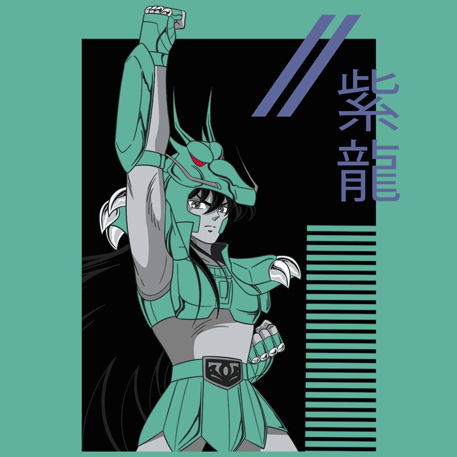 Playera para Hombre de Caballeros del Zodiaco, Dragon Shiryu, Verde, Talla EG