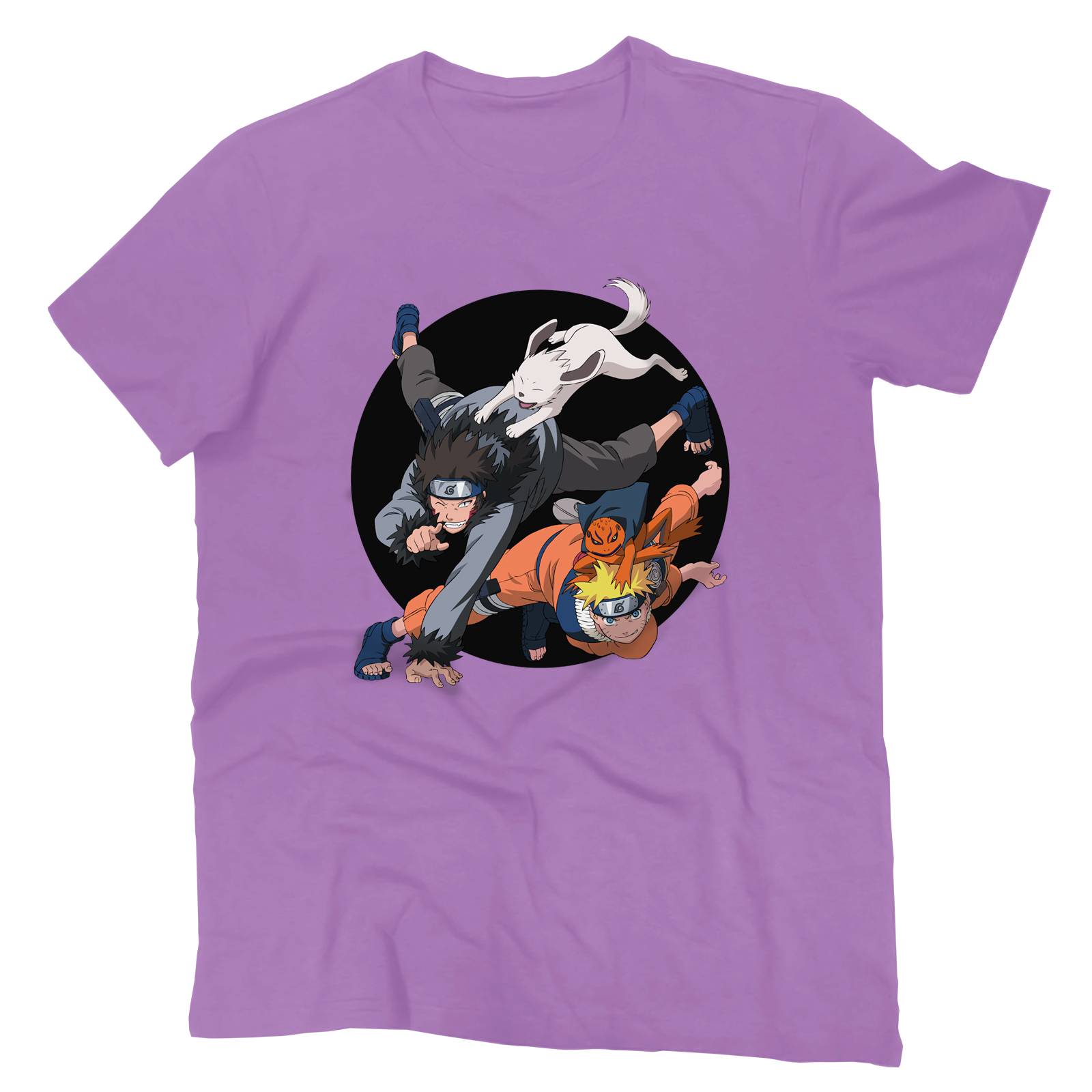 Playera para Hombre de Naruto, Naruto y Kiba, Morado, Talla M