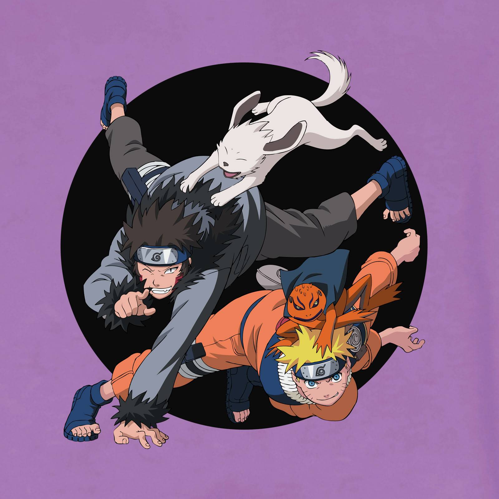 Playera para Hombre de Naruto, Naruto y Kiba, Morado, Talla M