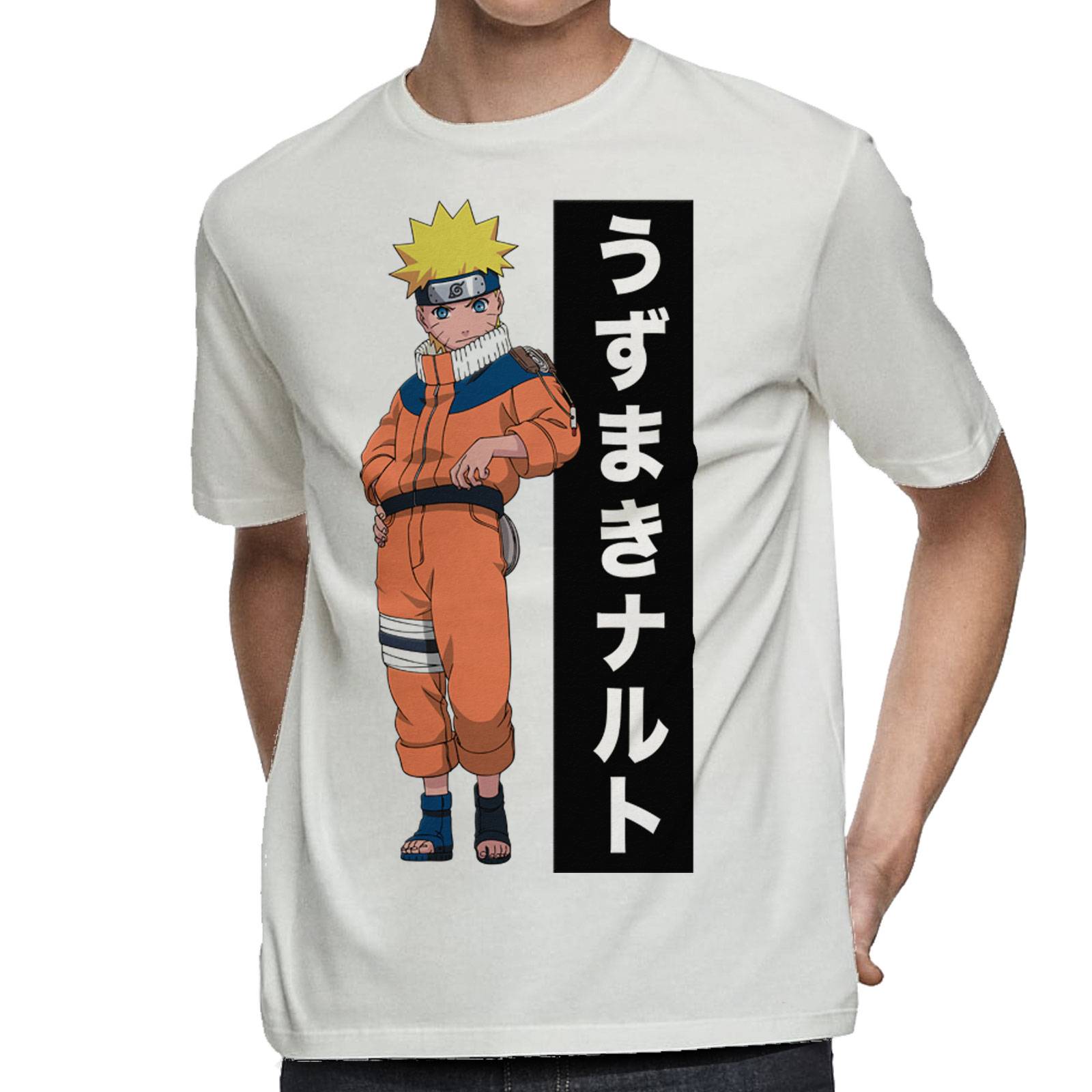 Playera para Hombre de Naruto, Blanco, Talla EG