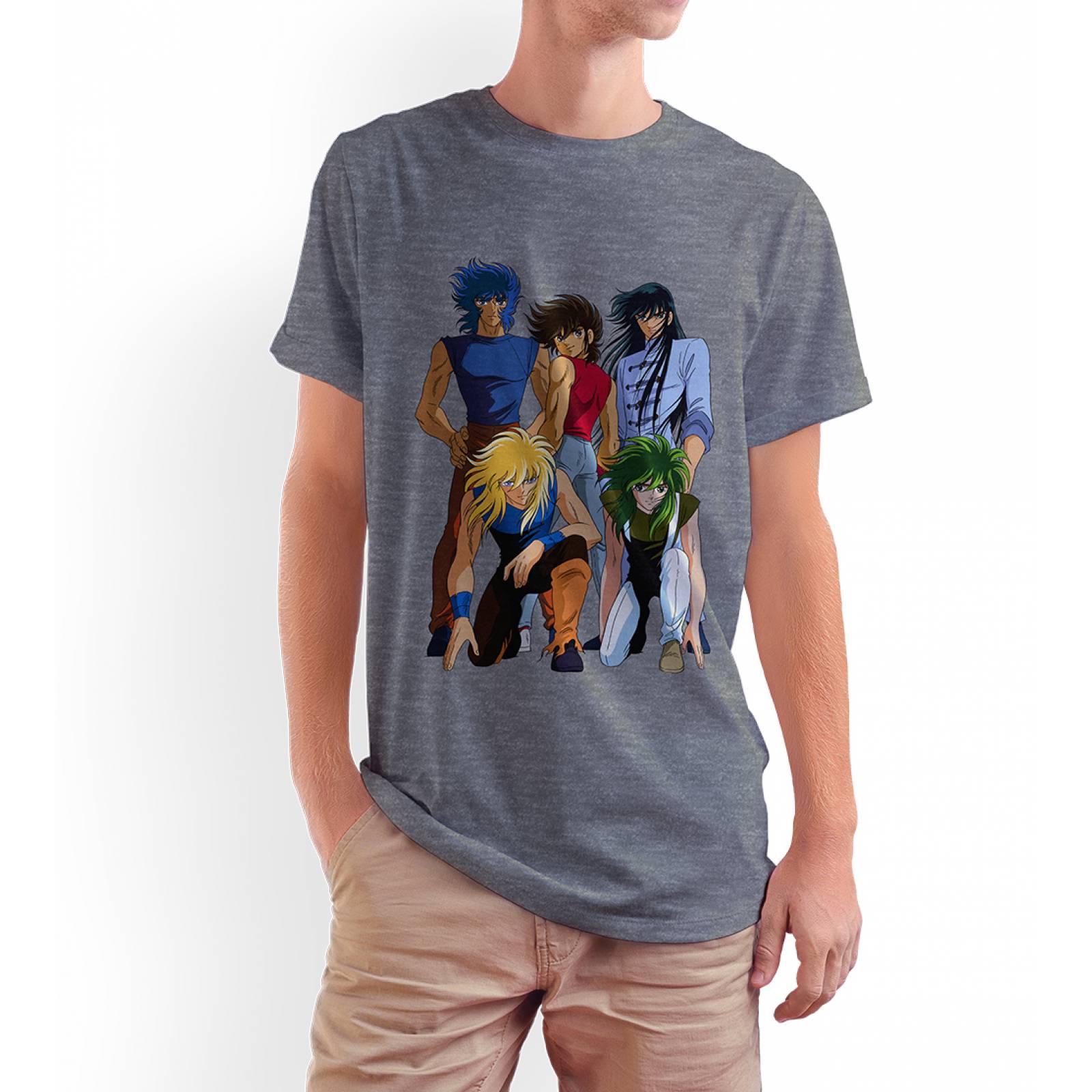 Playera para Hombre de Caballeros del Zodiaco, Saint Seiya, Gris, Talla M