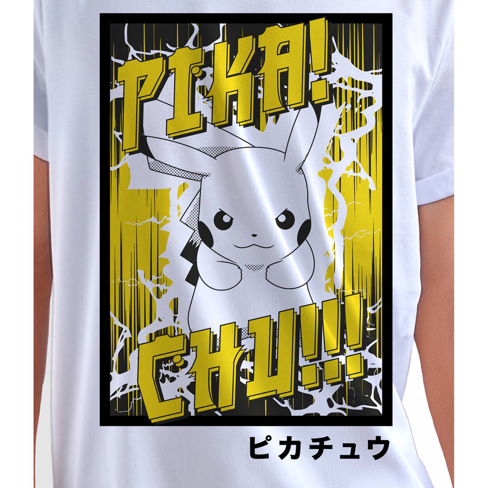 Playera para Hombre de Pokémon, Pikachu, Blanco, Talla ECH