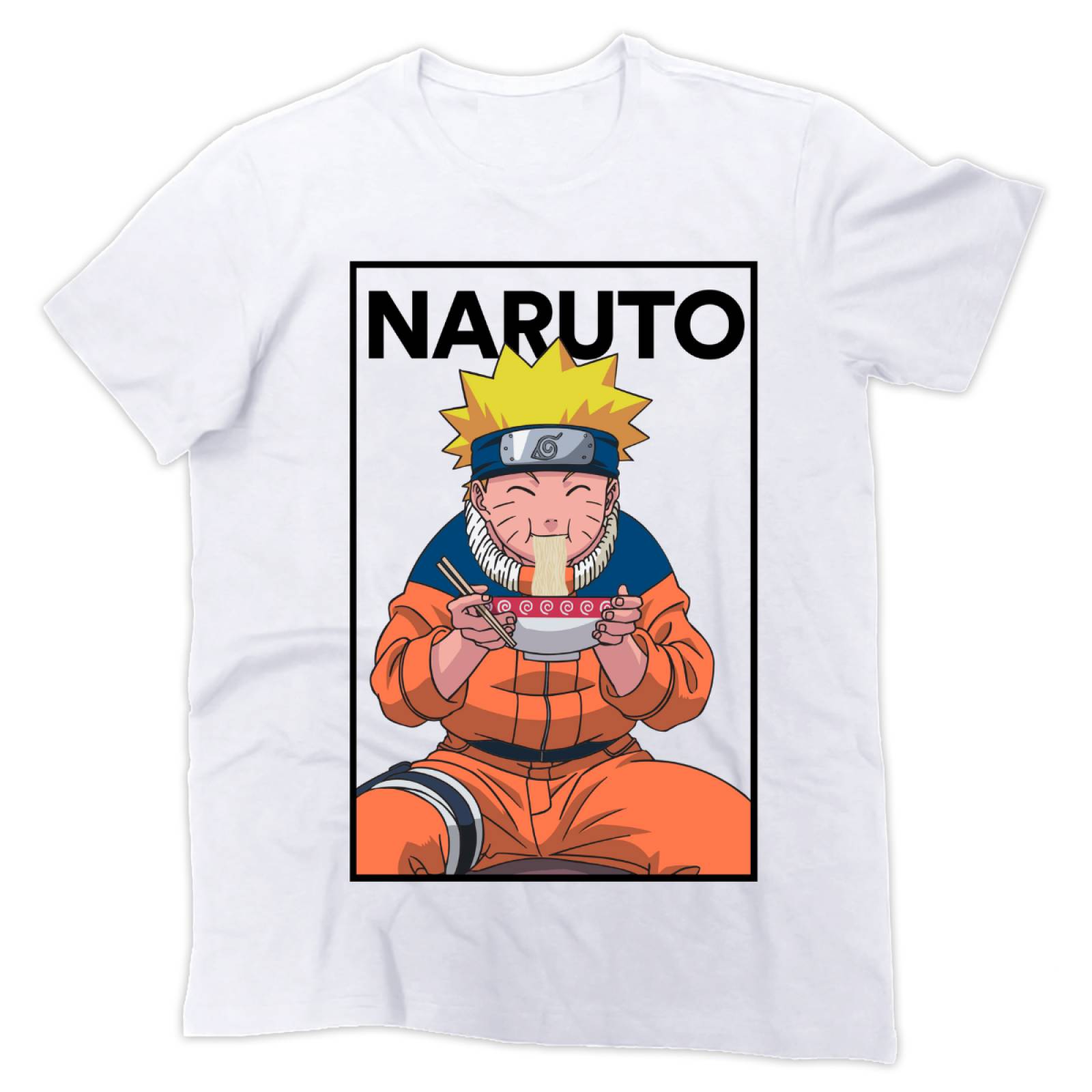 Playera para Niño de Naruto, Comiendo Ramen, Blanco, Talla G