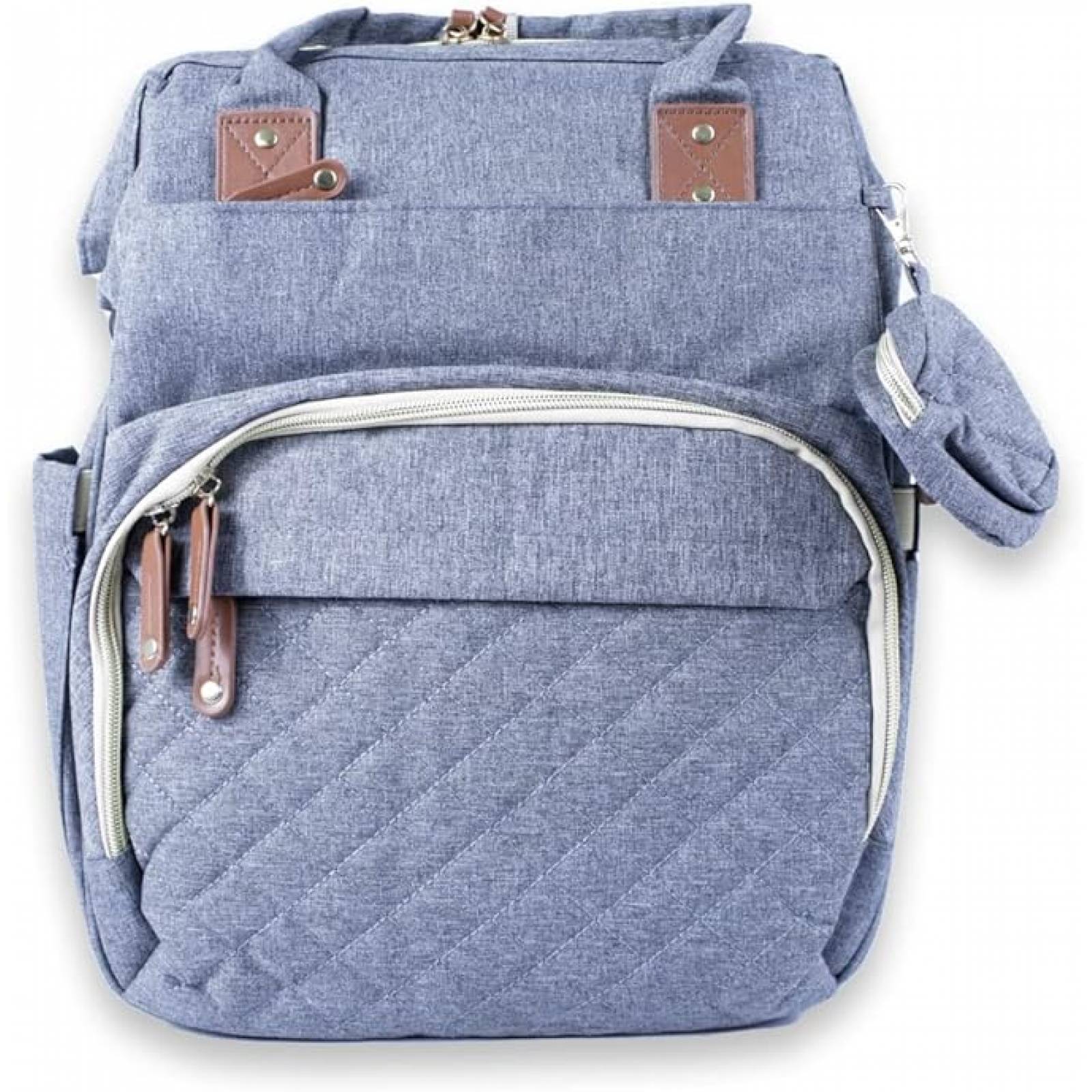 Mochila Pañalera Con Estación De Cambio , Multifuncional Gris