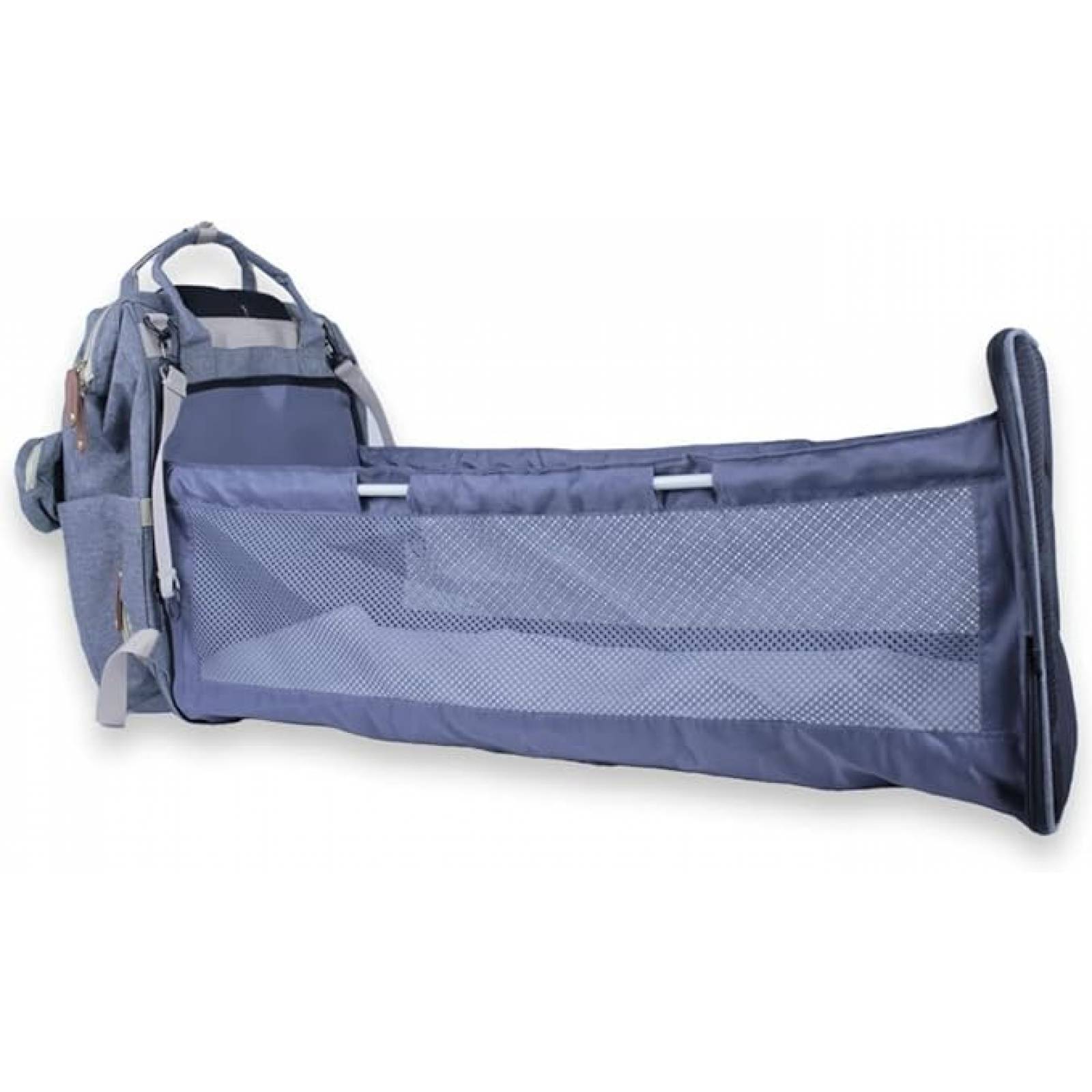 Mochila Pañalera Con Estación De Cambio , Multifuncional Gris