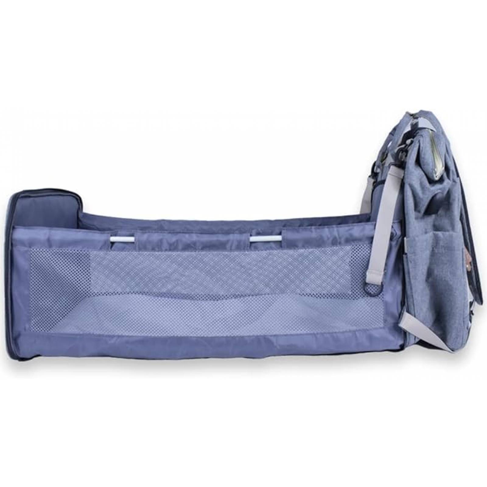 Mochila Pañalera Con Estación De Cambio , Multifuncional Gris