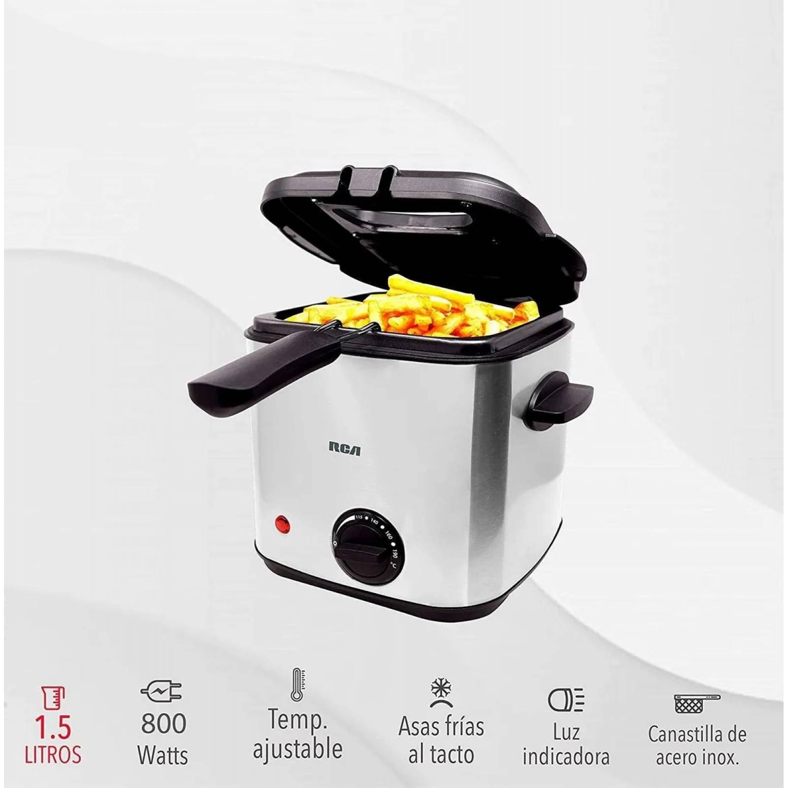 Mini Freidora RCA eléctrica 1.5 l 800 W RC-DF2