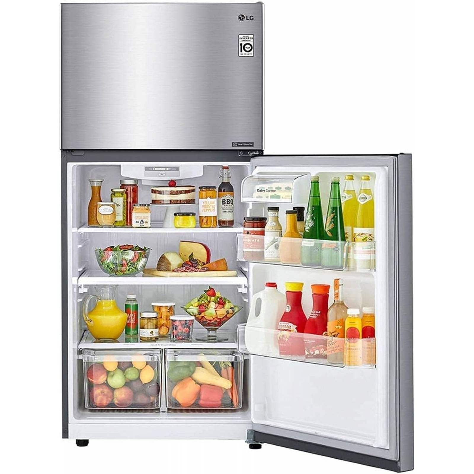 Refrigerador Top Mount 20 pies cúbicos acero inoxidable con puerta Reversible Smart Inverter lt57bpsx