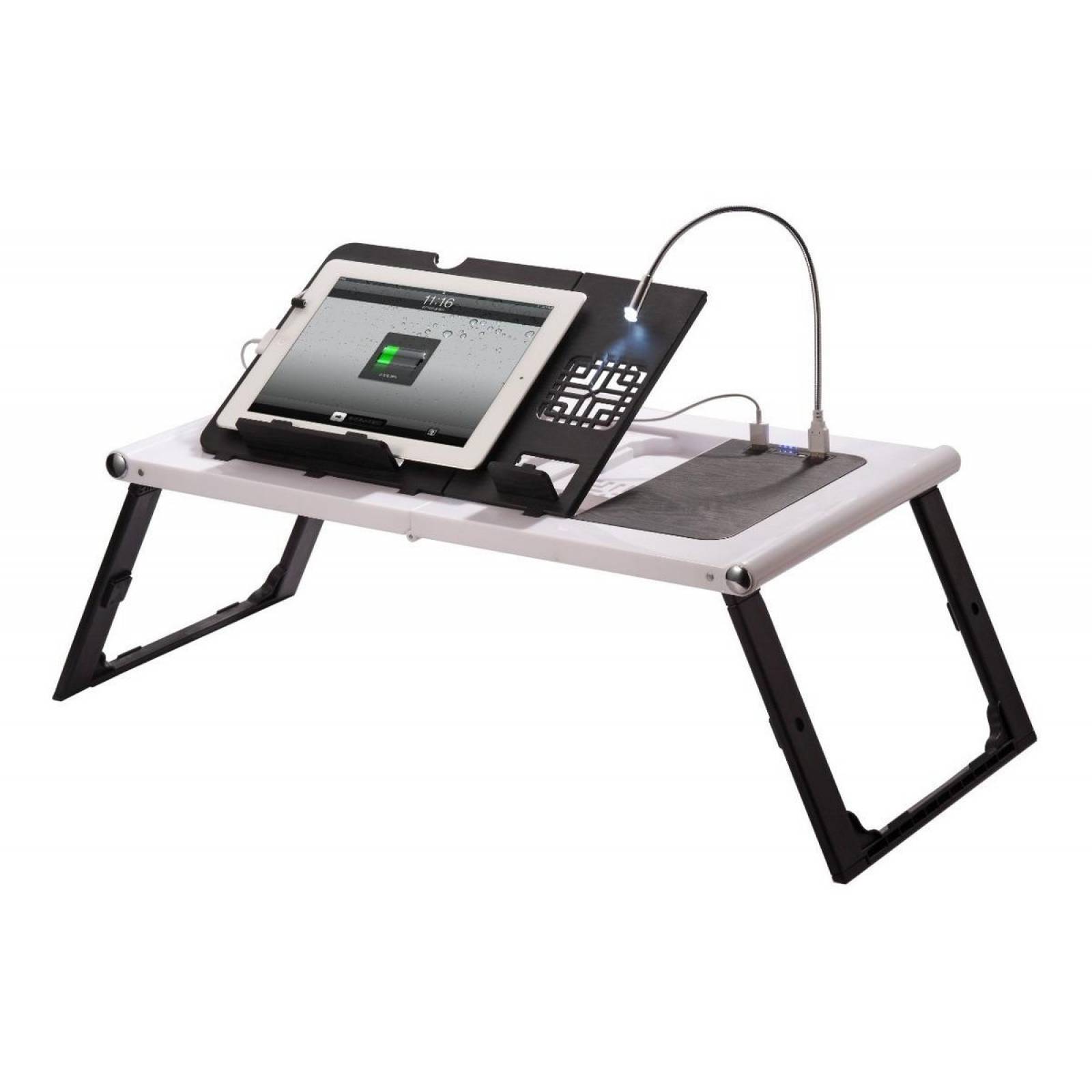 Mesa Plegable Para Tablet Laptop, Celular Con Power Bank Blanco