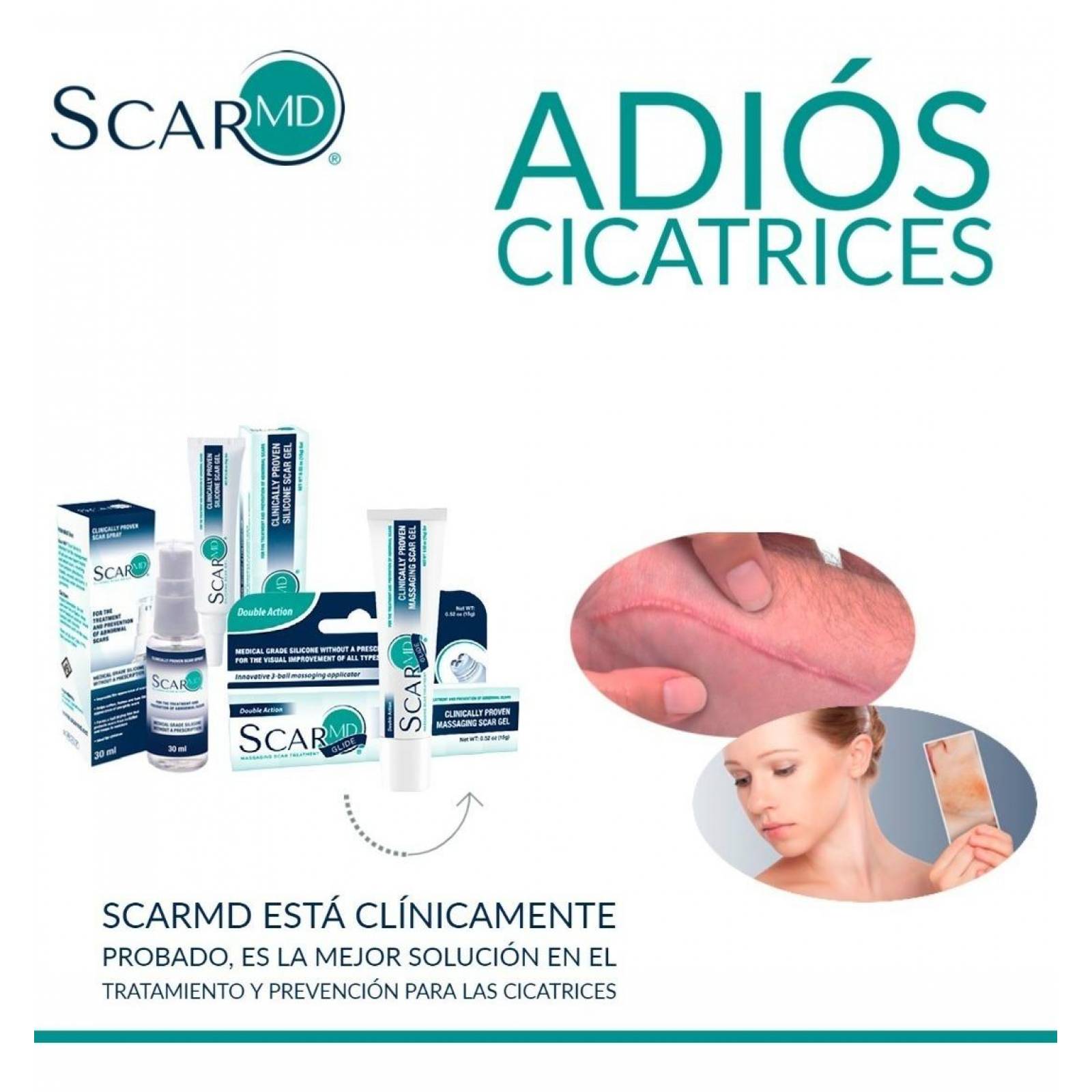 Scar MD Glide, Rodillo Para Masaje, Desvanece Cicatrices 