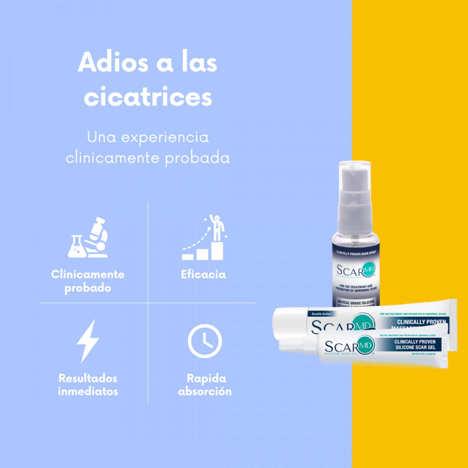 Scar MD Spray, Desvanecedor De Cicatrices Con Silicona, Piel 